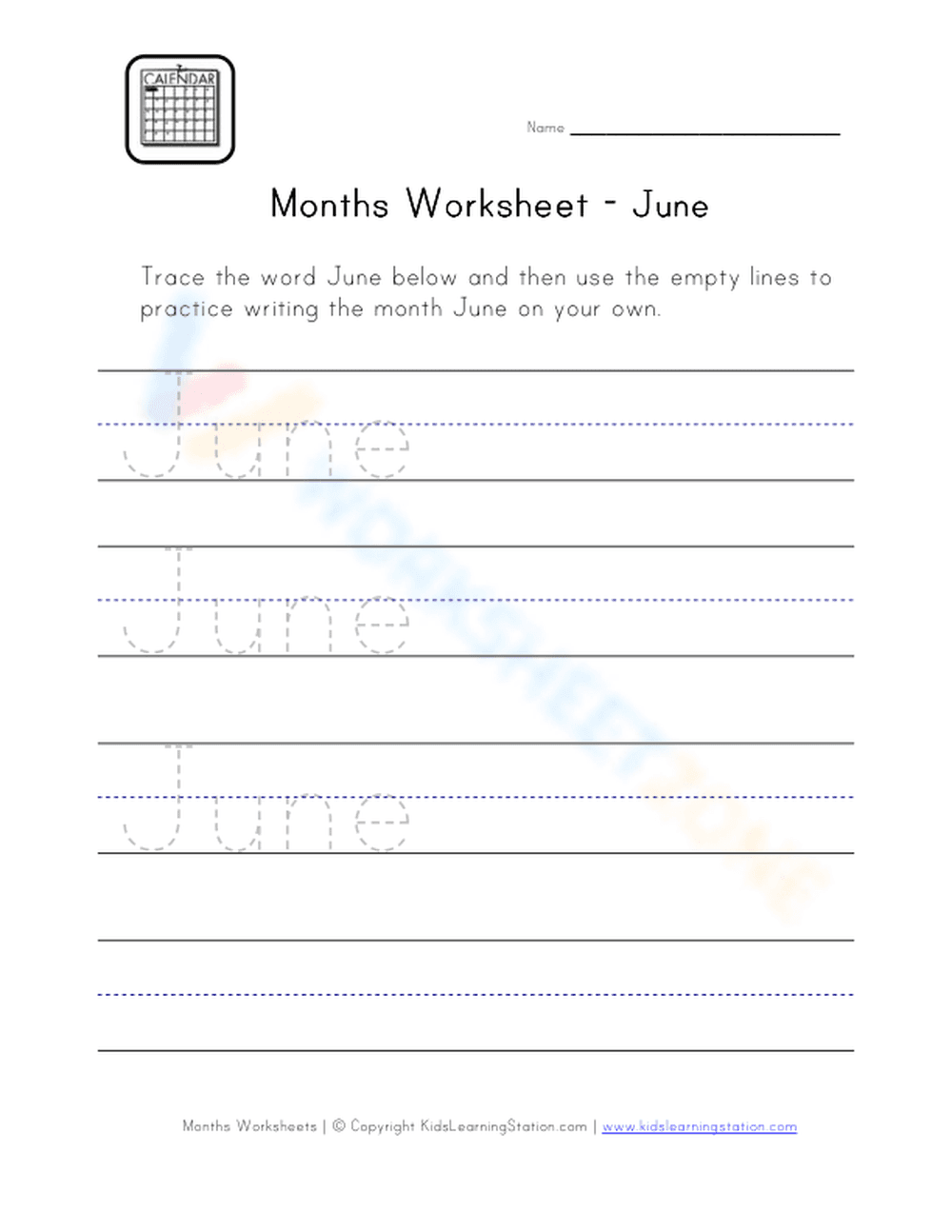 June Worksheet - Page 1