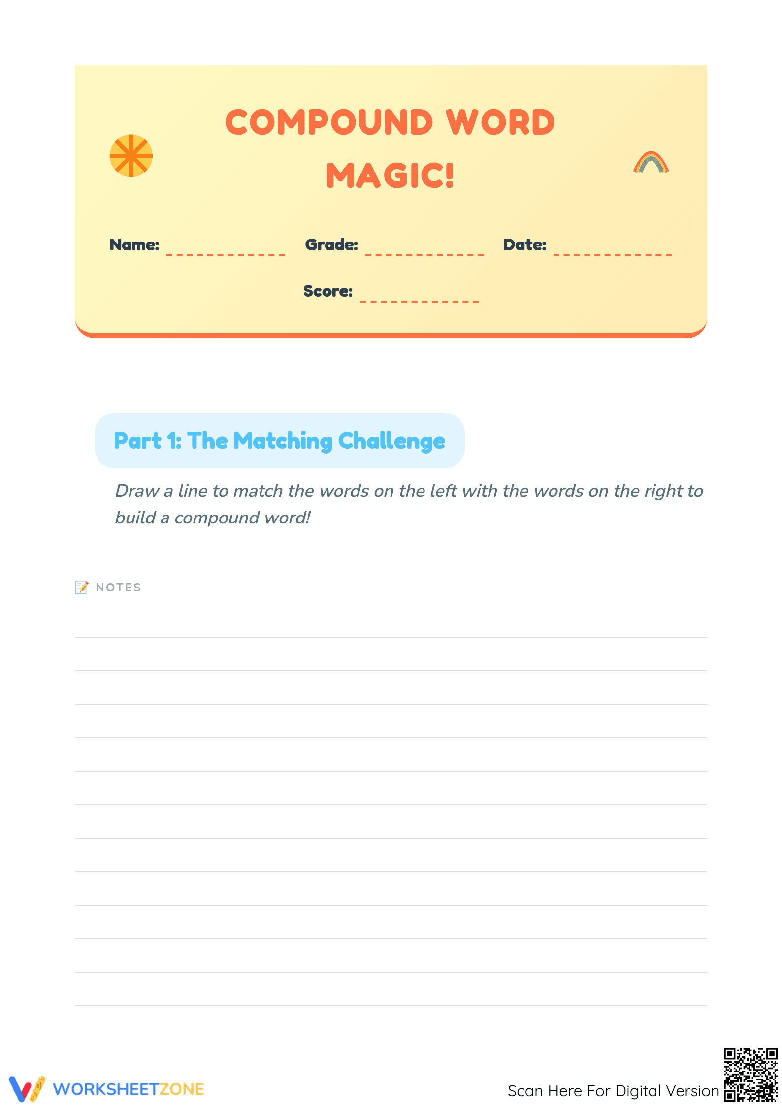 Compound Words Worksheet | Grade 1 Printable ELA Practice - Page 1