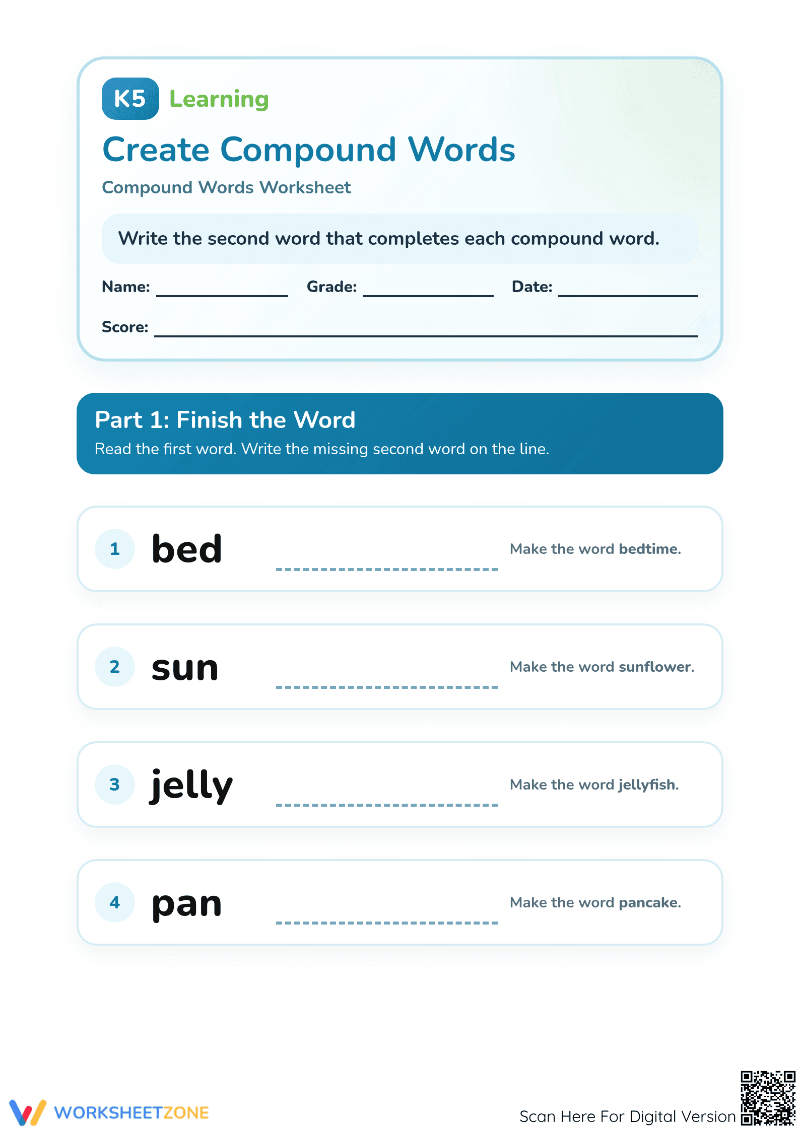Grade 2 Compound Words Worksheet | Printable No-Prep - Page 1