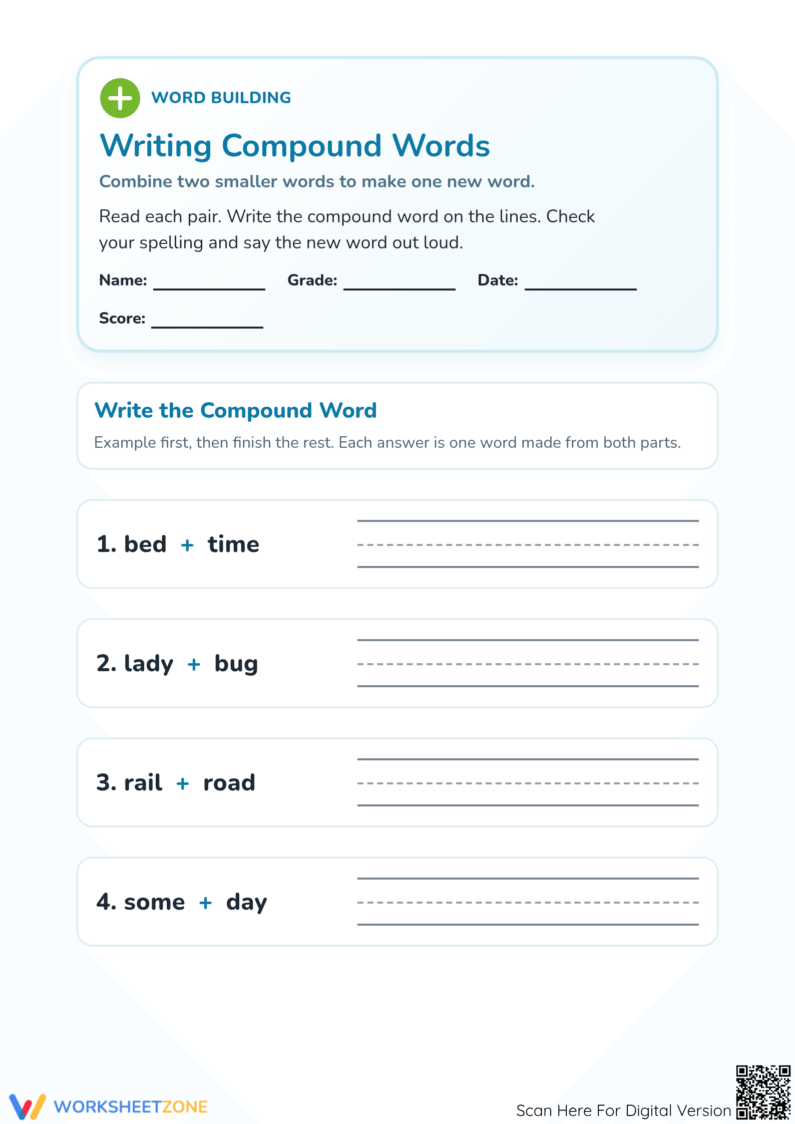 Printable Compound Words Worksheet | Grade 2 ELA Ready - Page 1
