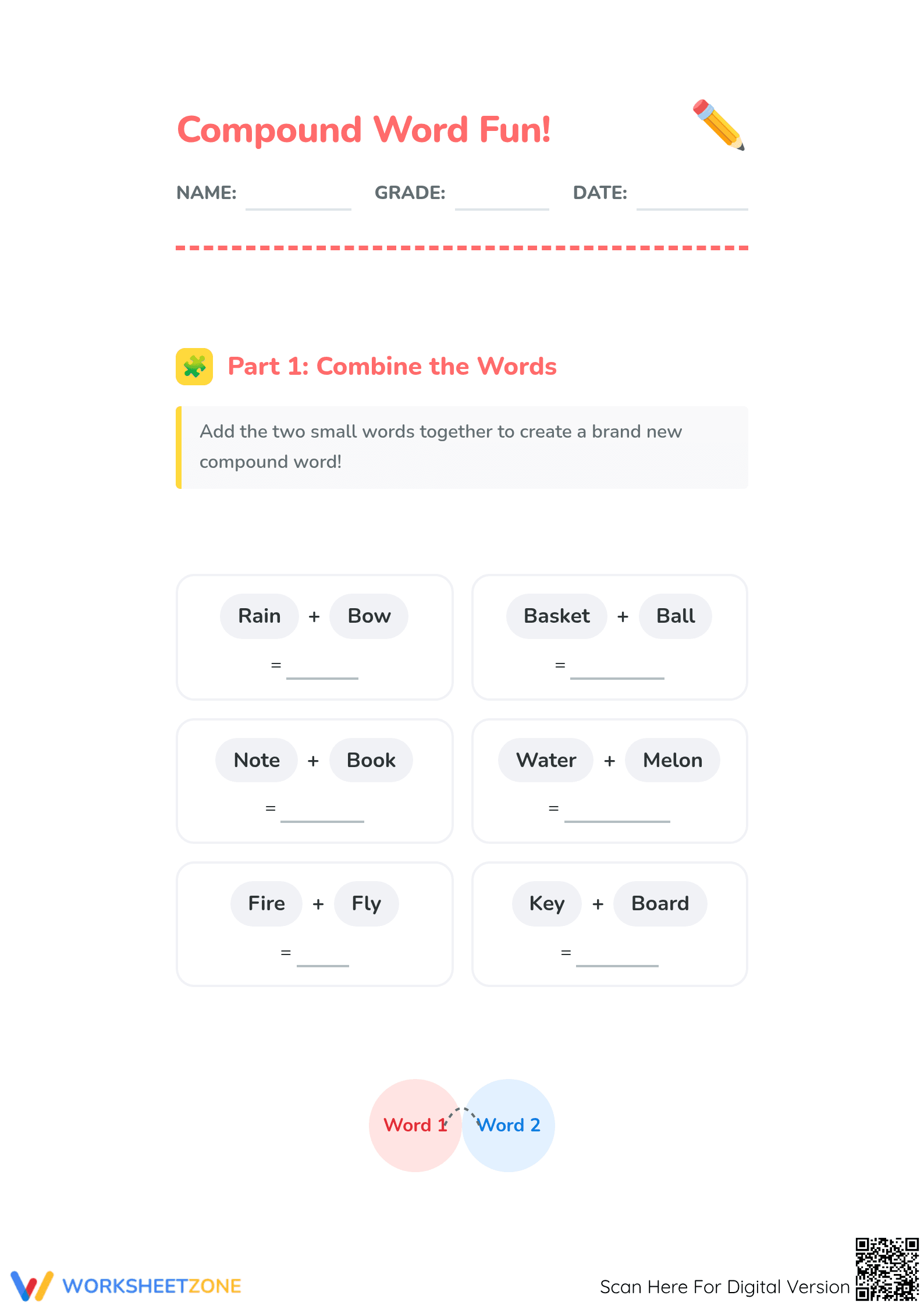 Printable Compound Words Worksheet | Grade 2 ELA Aligned - Page 1
