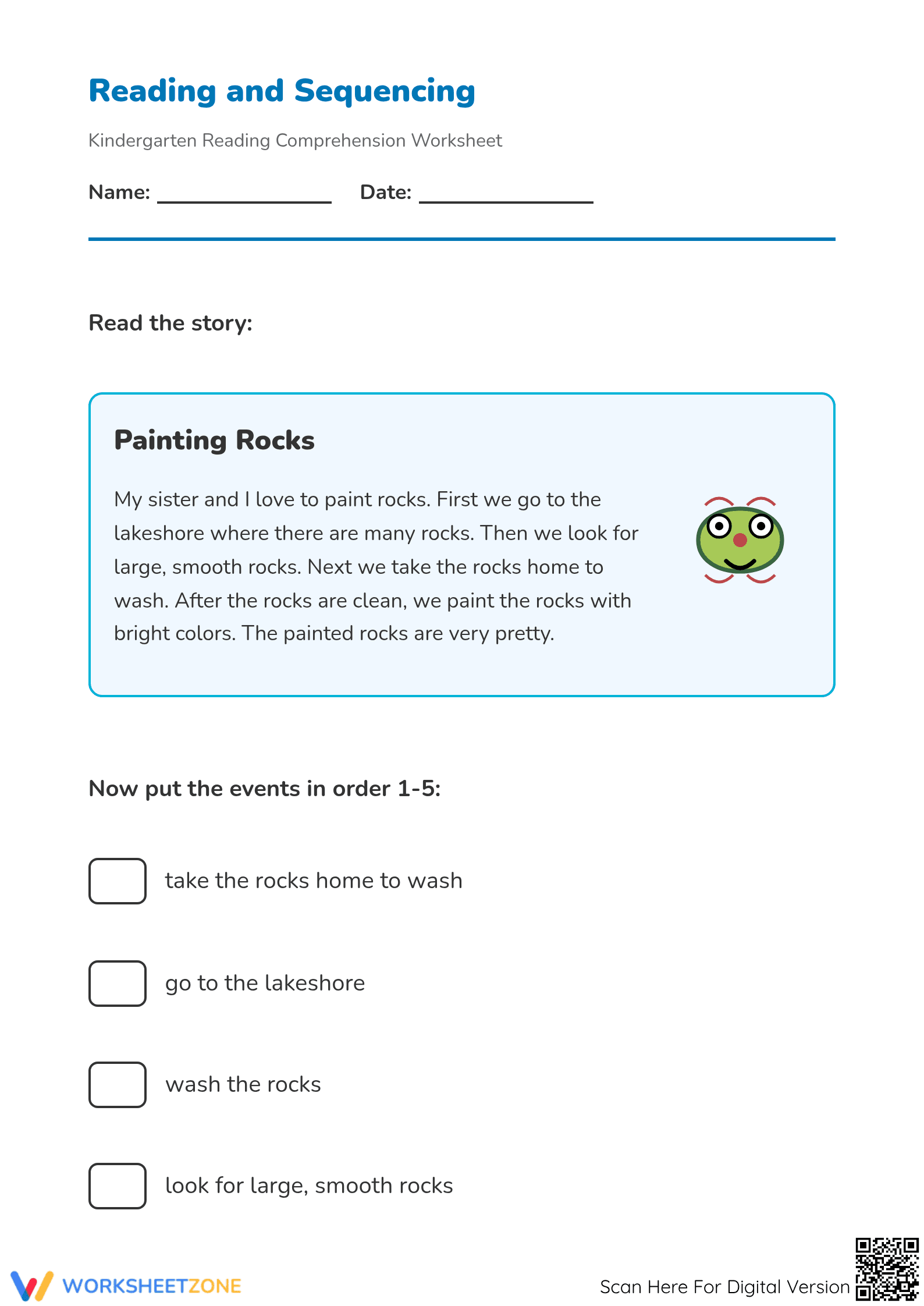 Grade K Story Sequencing — Printable No-Prep Worksheet - Page 1