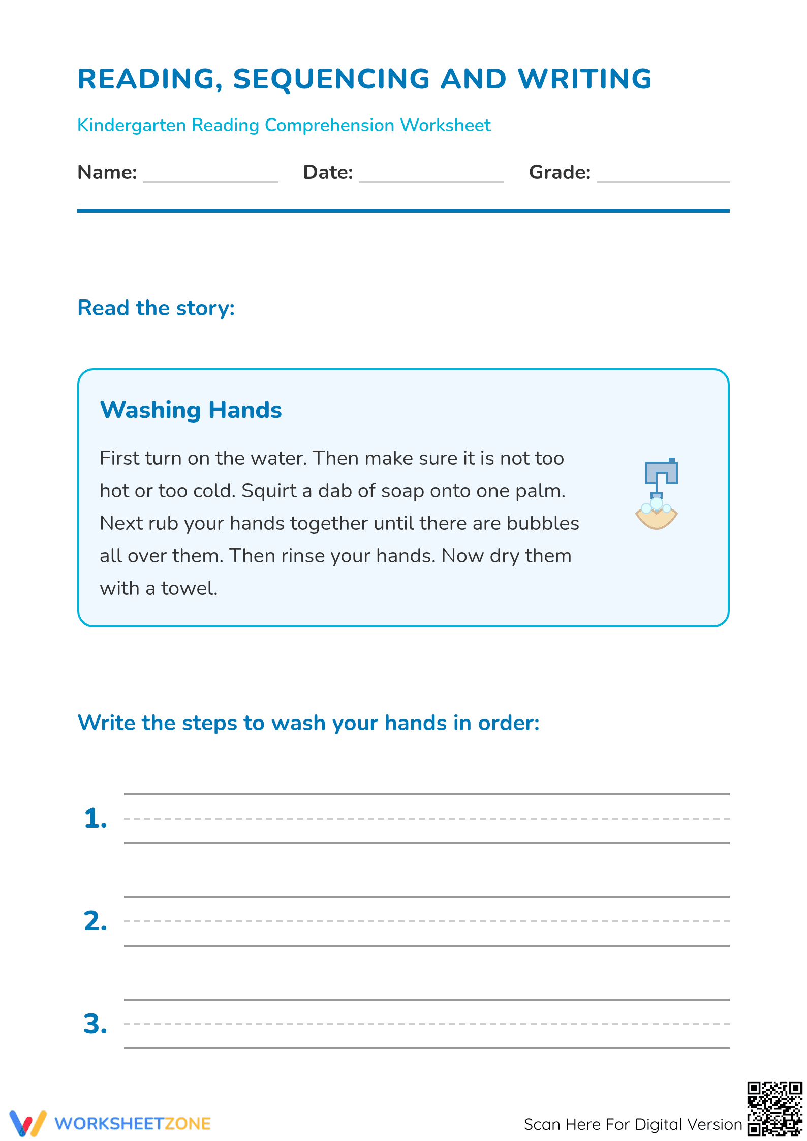 Grade K Sequencing — Printable No-Prep Worksheet - Page 1