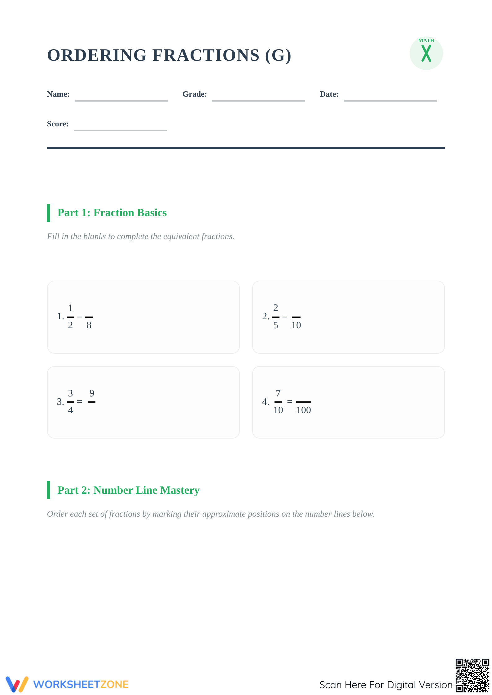 Essential Ordering Fractions Worksheet | Grade 4-6 Ready - Page 1