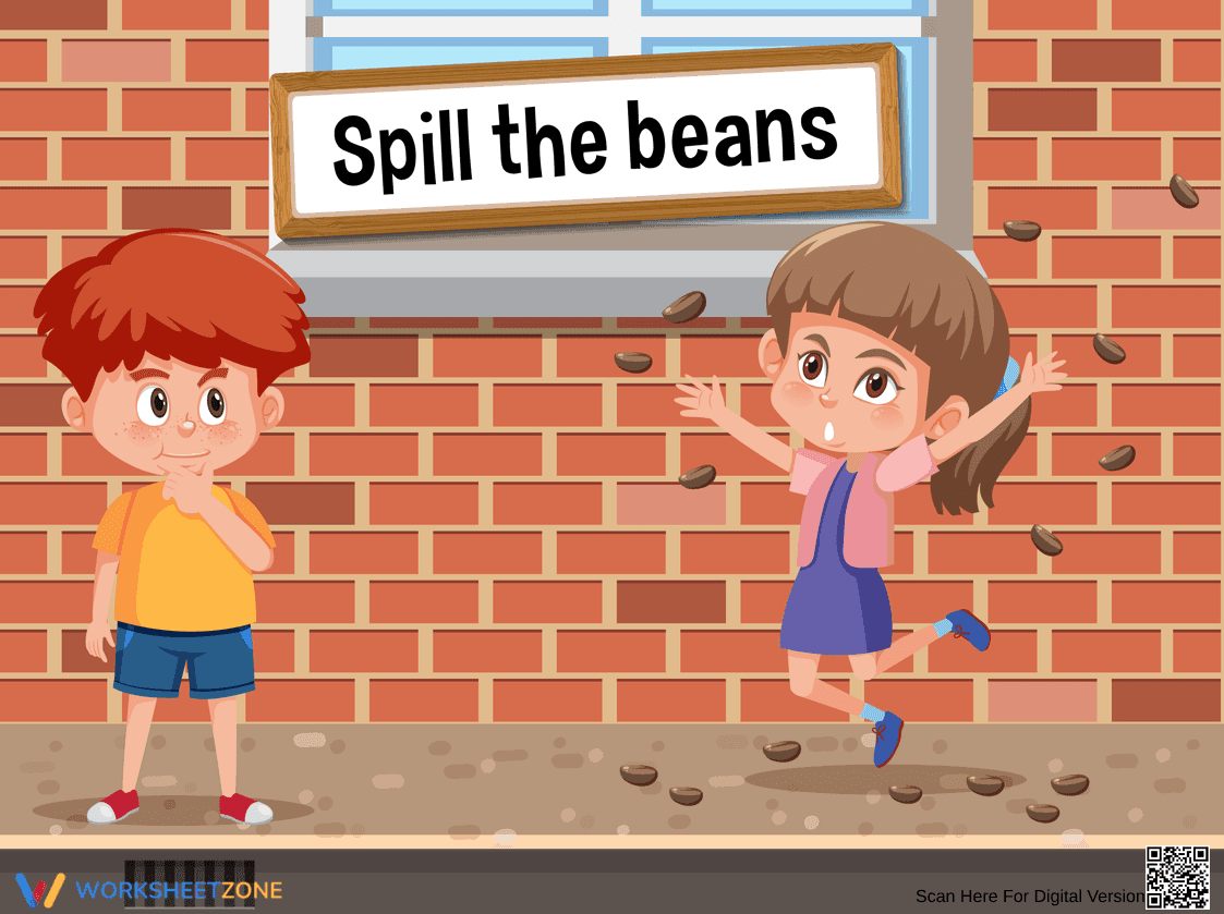 Spill the Beans Idiom Worksheet | Essential Grade 4 ELA - Page 1