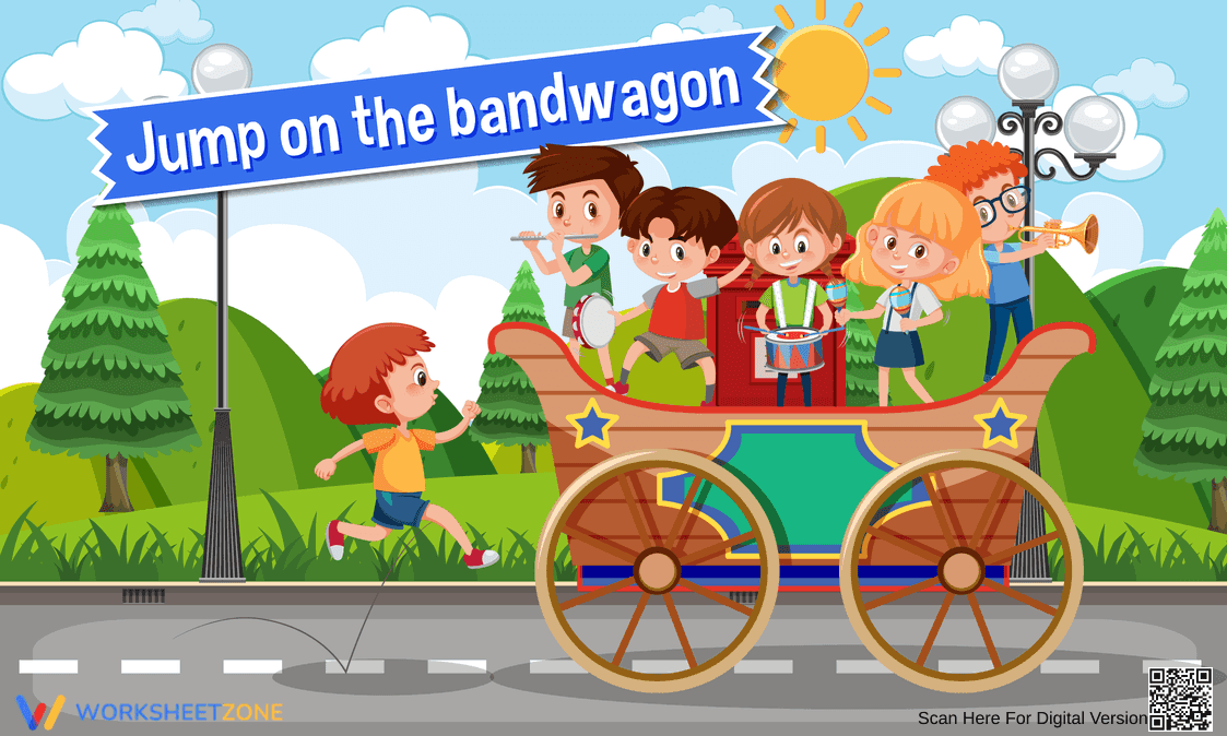 Jump on the Bandwagon Idiom Worksheet | Essential ELA - Page 1