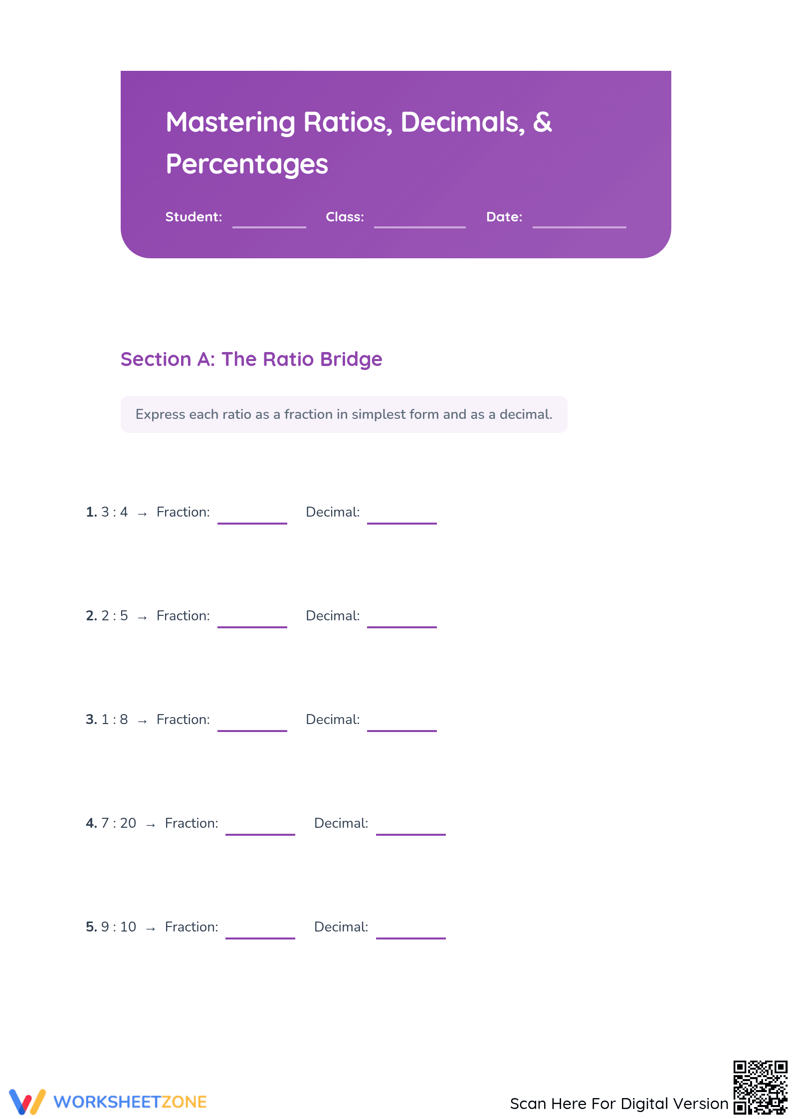 Essential Conversions: Fractions, Decimals & Percents - Page 1