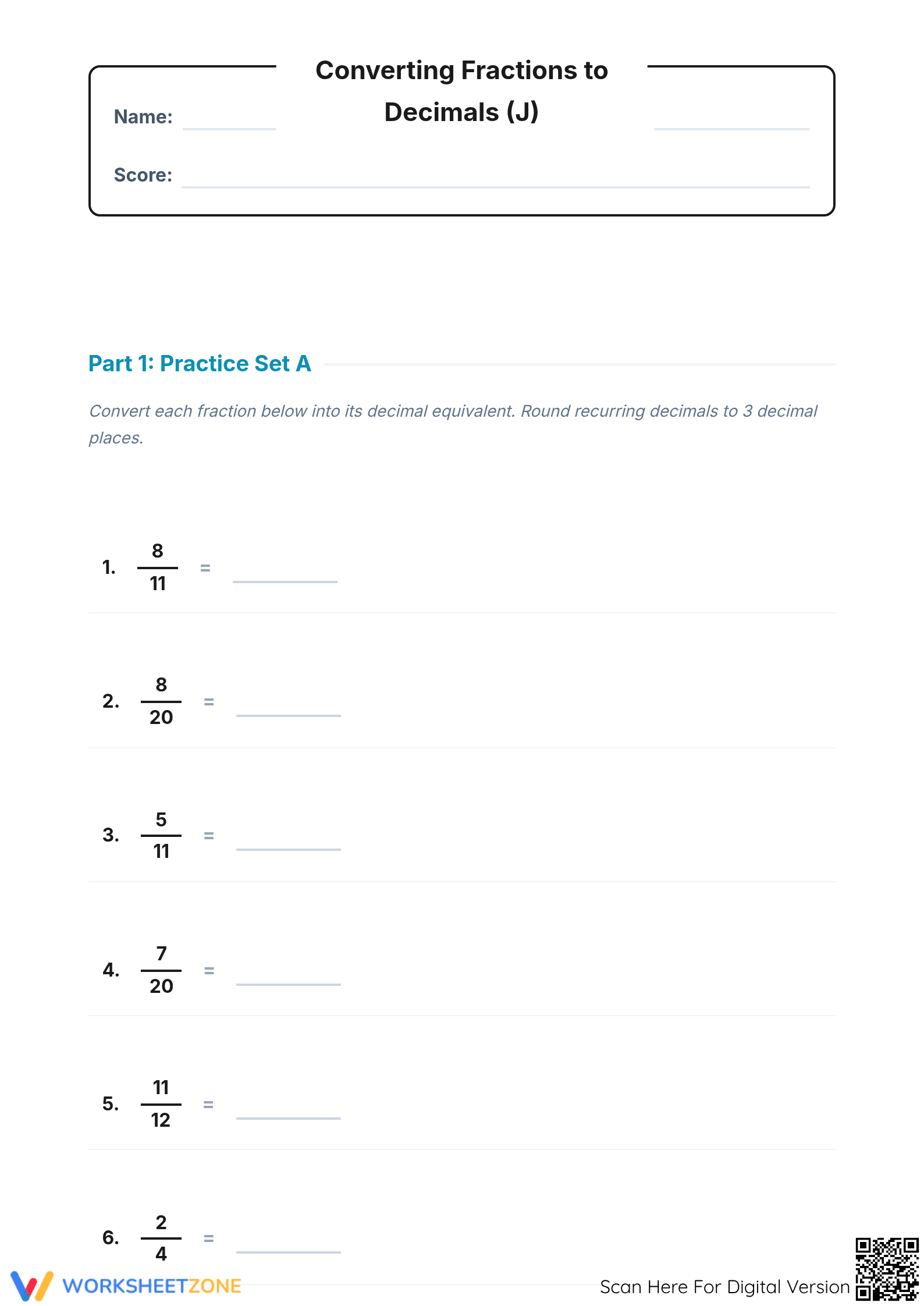 Essential Fraction to Decimal Conversion Packet | Grades 4-6 - Page 1