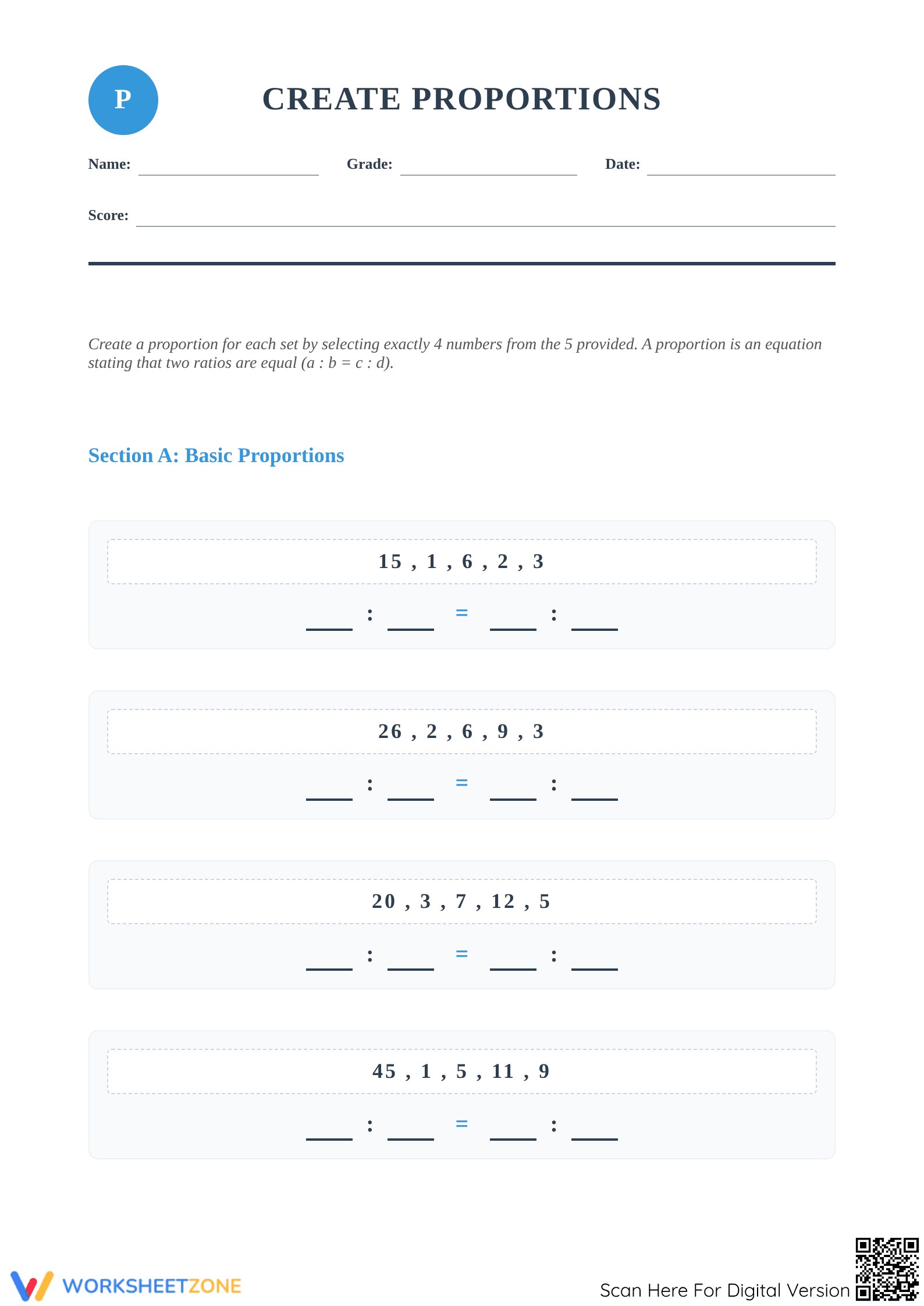Essential Grade 7 Prep: Create Proportions - 7.RP.A.2 Worksheet - Page 1