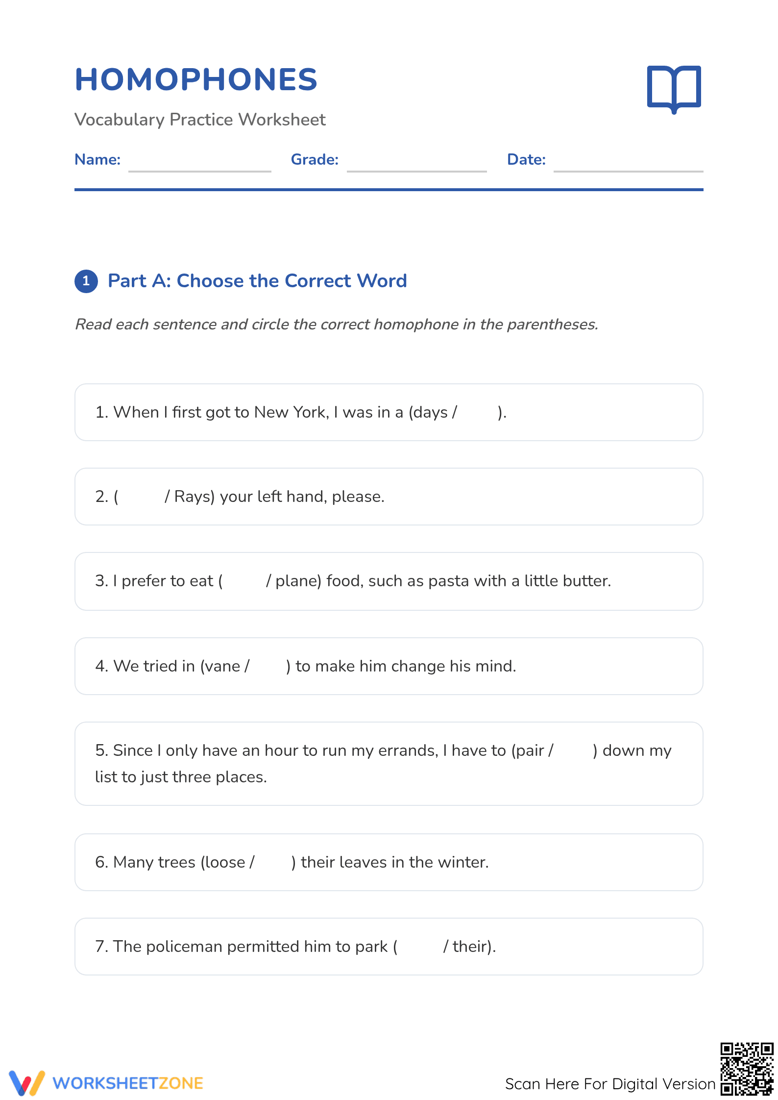 Essential Homophones Worksheet | Grade 1 ELA - Page 1