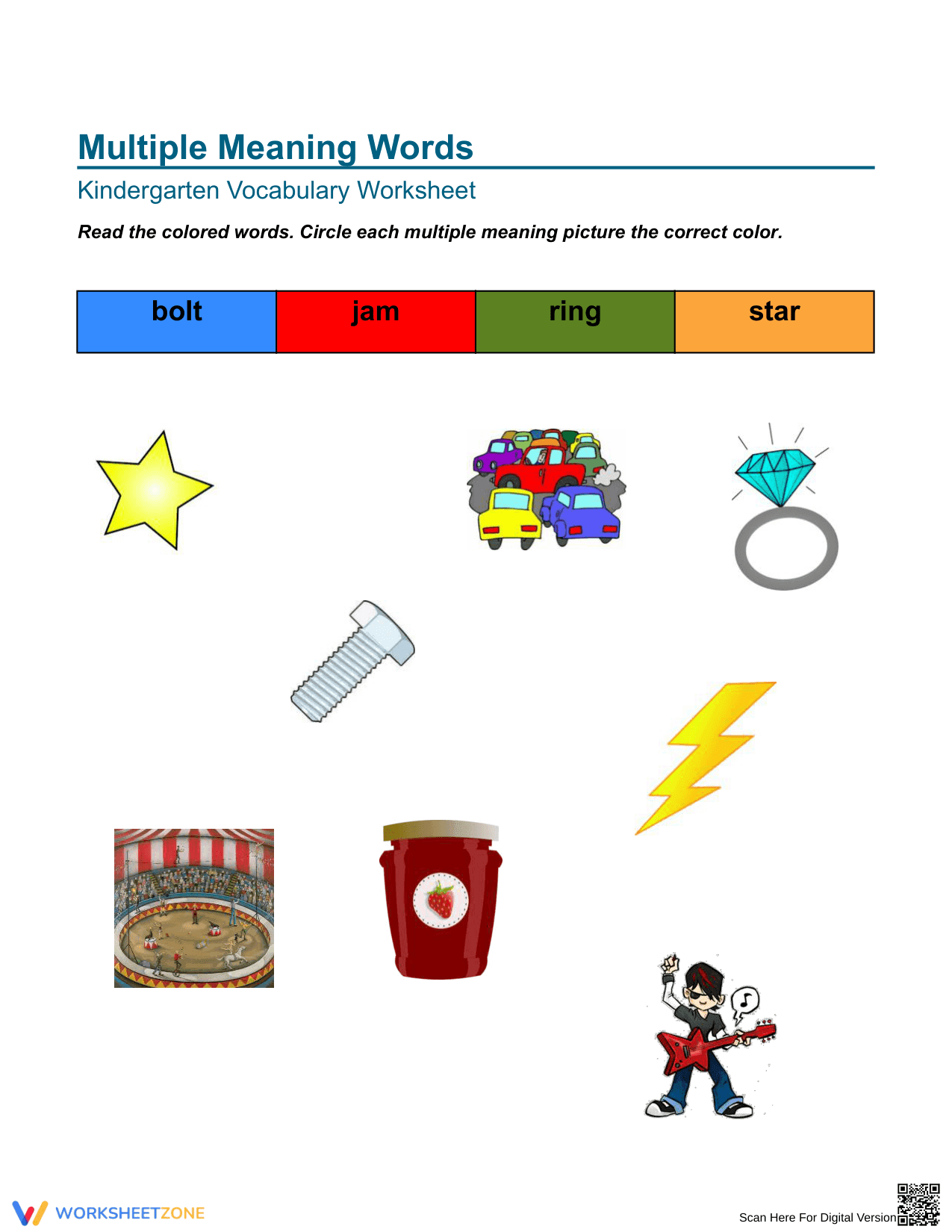 Multiple Meaning Words Vocabulary Activity - Page 1