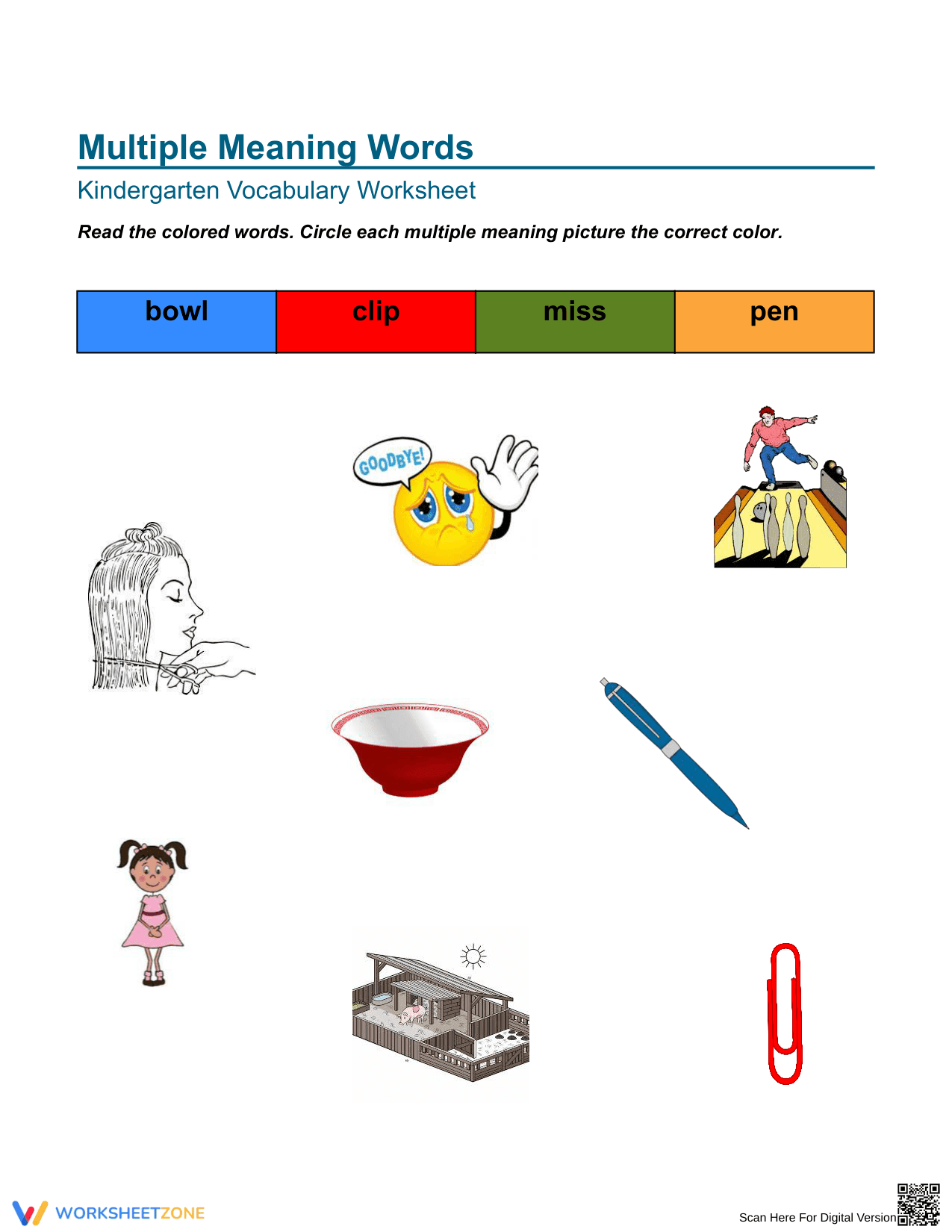 Identifying Multiple Meaning Words Vocabulary Activity - Page 1