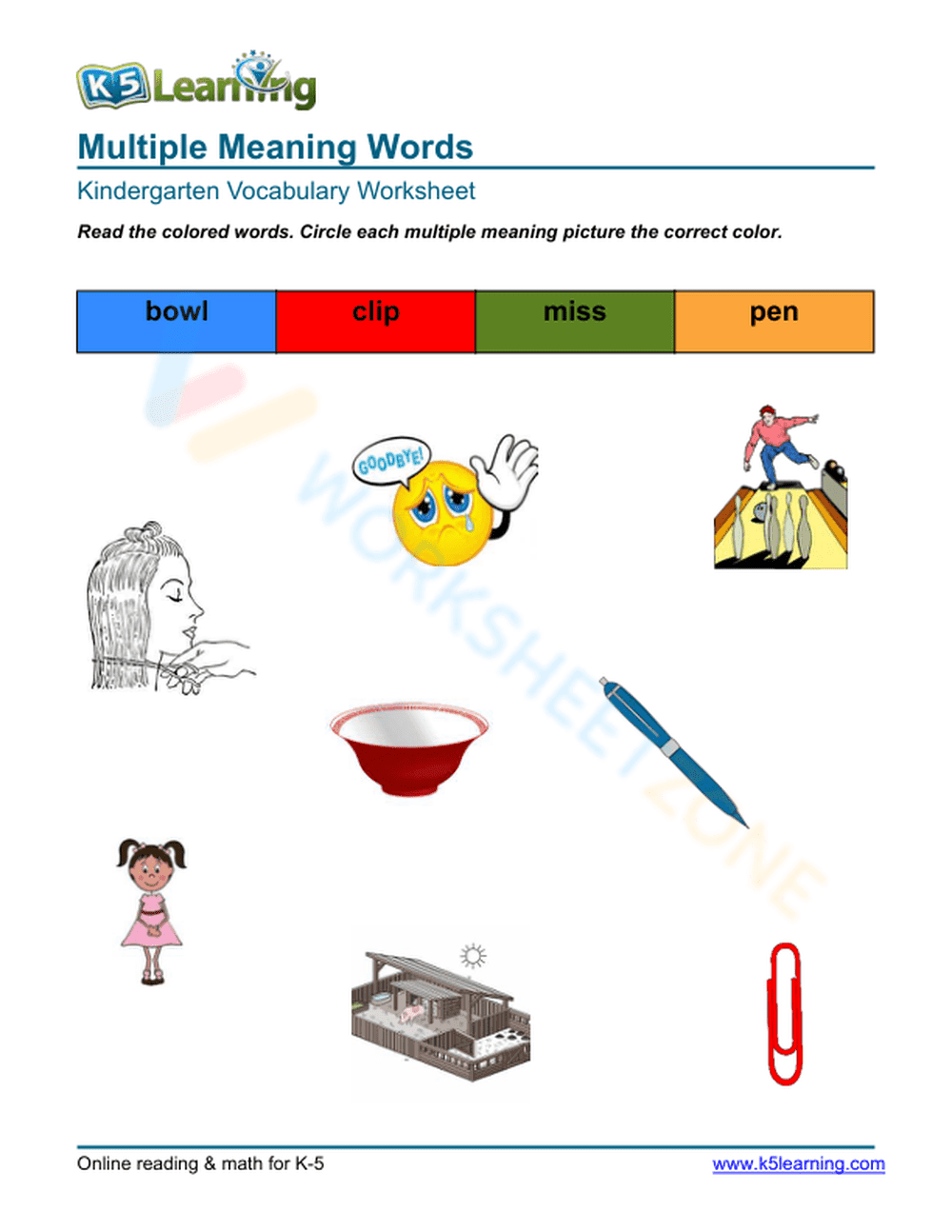 Identifying Multiple Meaning Words Vocabulary Activity - Page 1