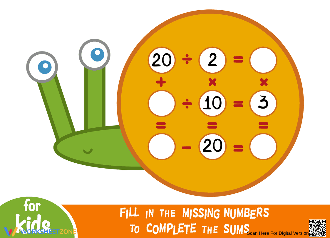 Missing Numbers Math Puzzle | Printable Grade 3 Worksheet - Page 1