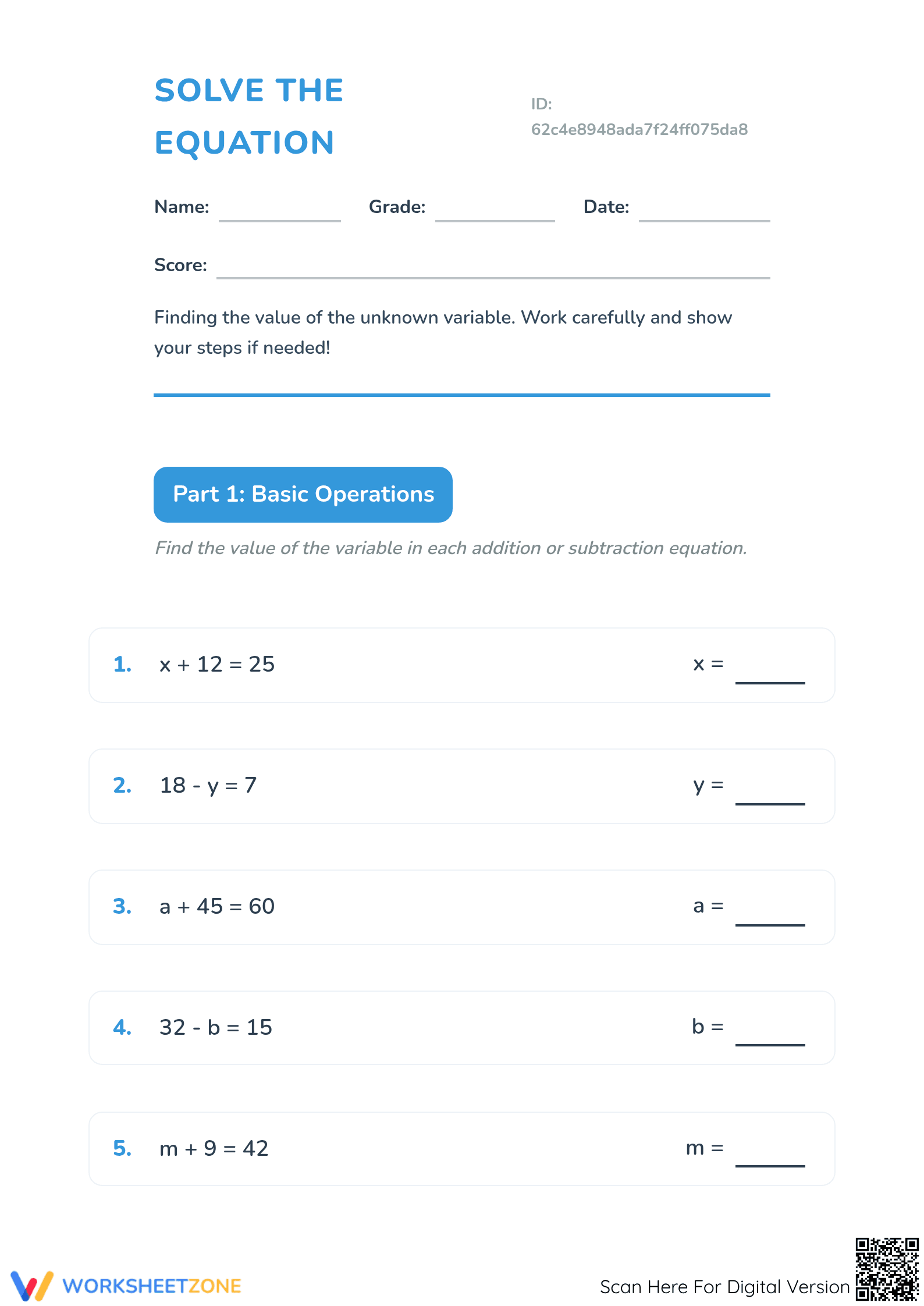 Essential Grade 3-4 Equations Worksheet | Complete Guide - Page 1