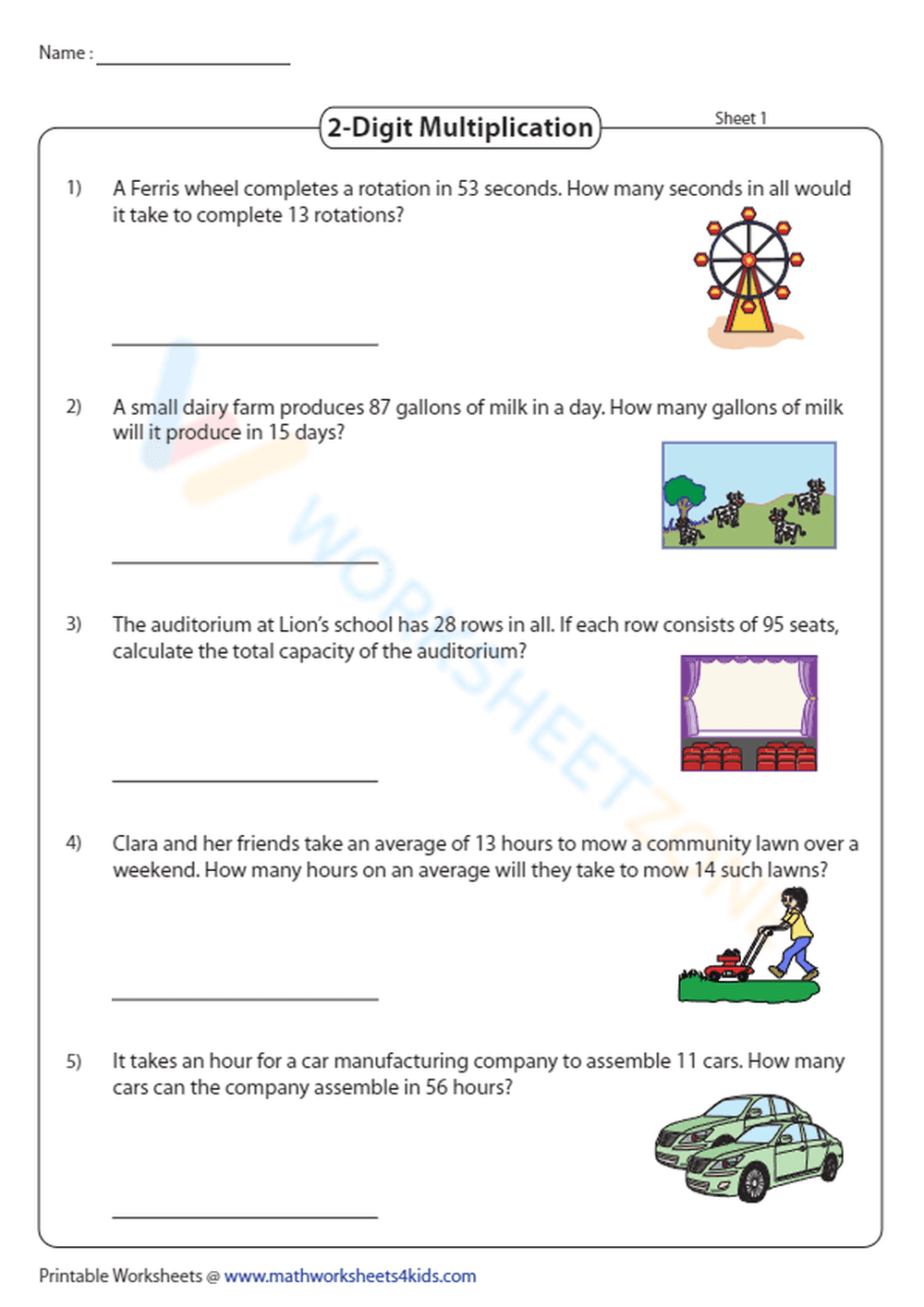 Practice 2-Digit Multiplication - Page 1