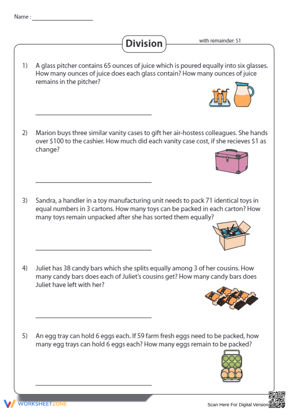 Division Practice Worksheet - Page 1