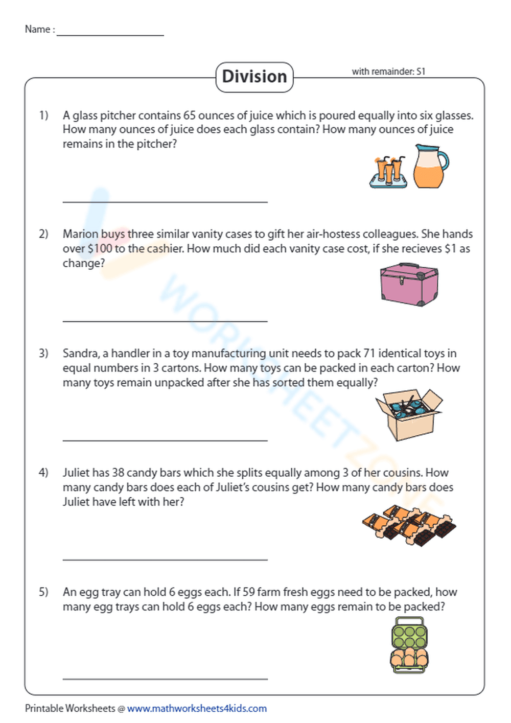 Division Practice Worksheet - Page 1