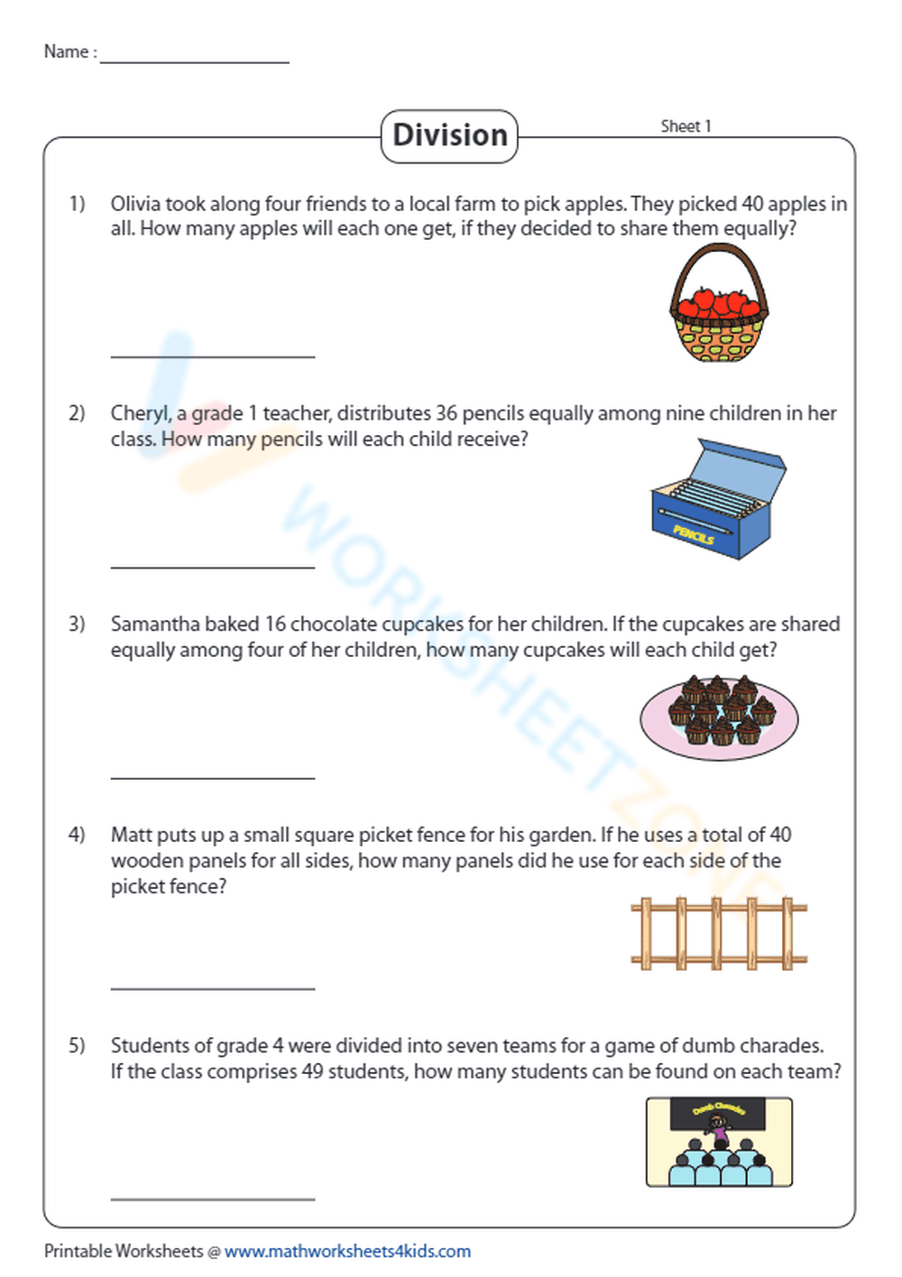 Division Practice Worksheet for Skill Building - Page 1