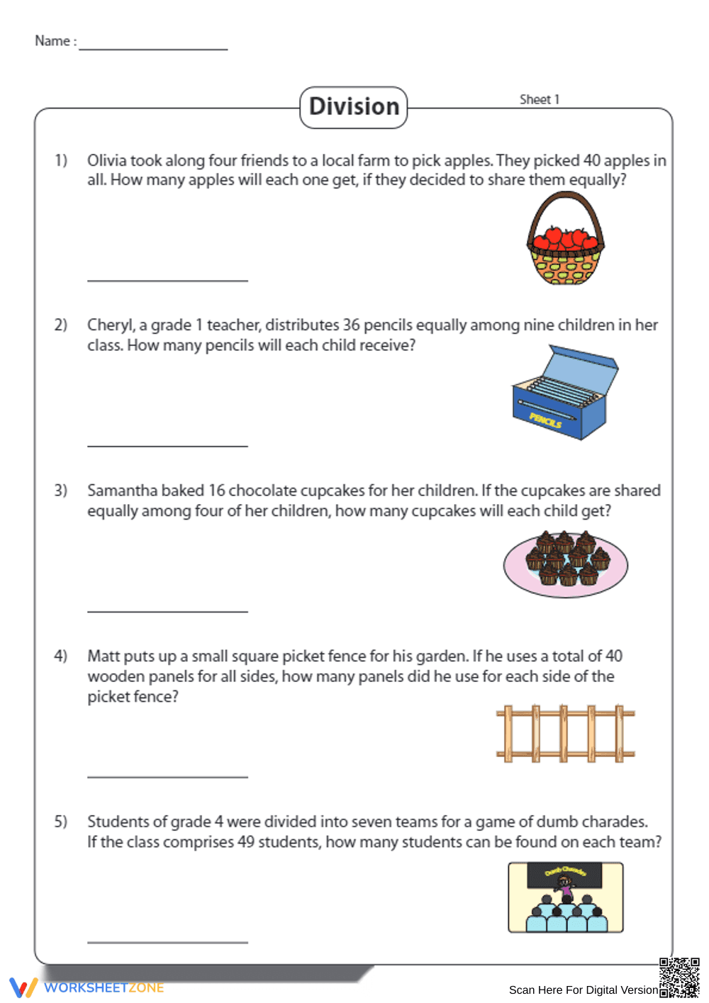 Division Practice Worksheet for Skill Building - Page 1