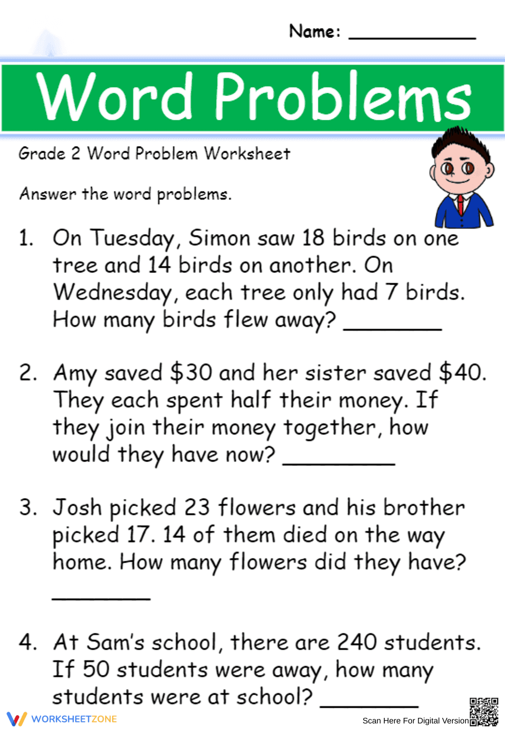 Complex Math Word Problems Worksheet - Page 1