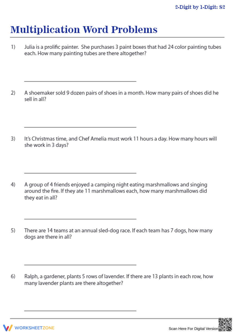 Worksheet: Multiplication Word Problems For Students - Page 1