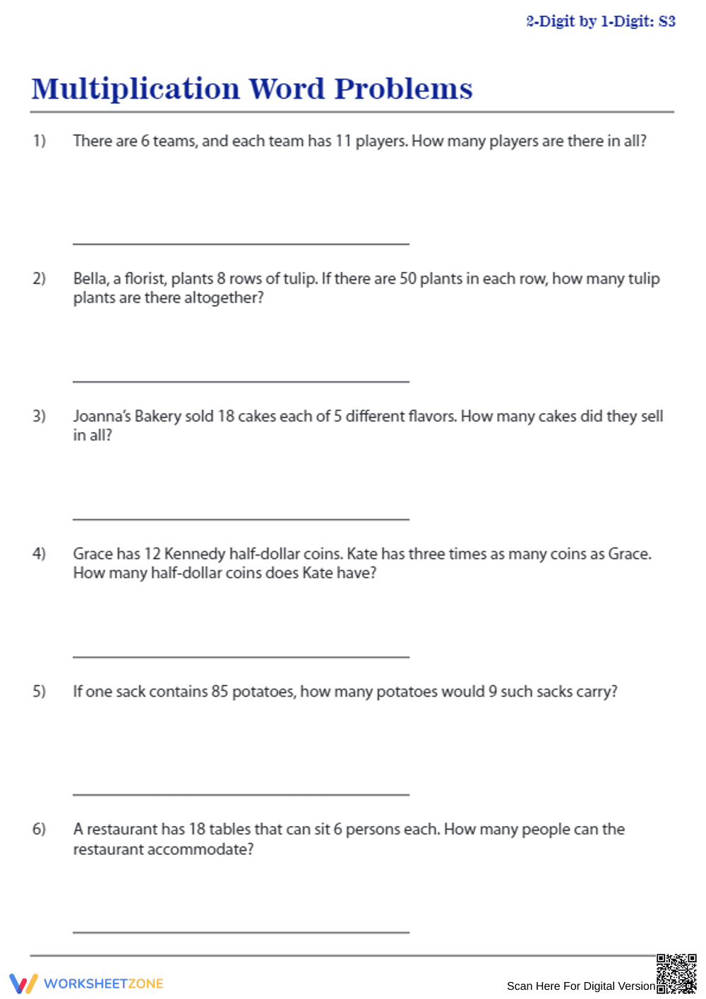 Engaging Multiplication Word Problems Practice - Page 1