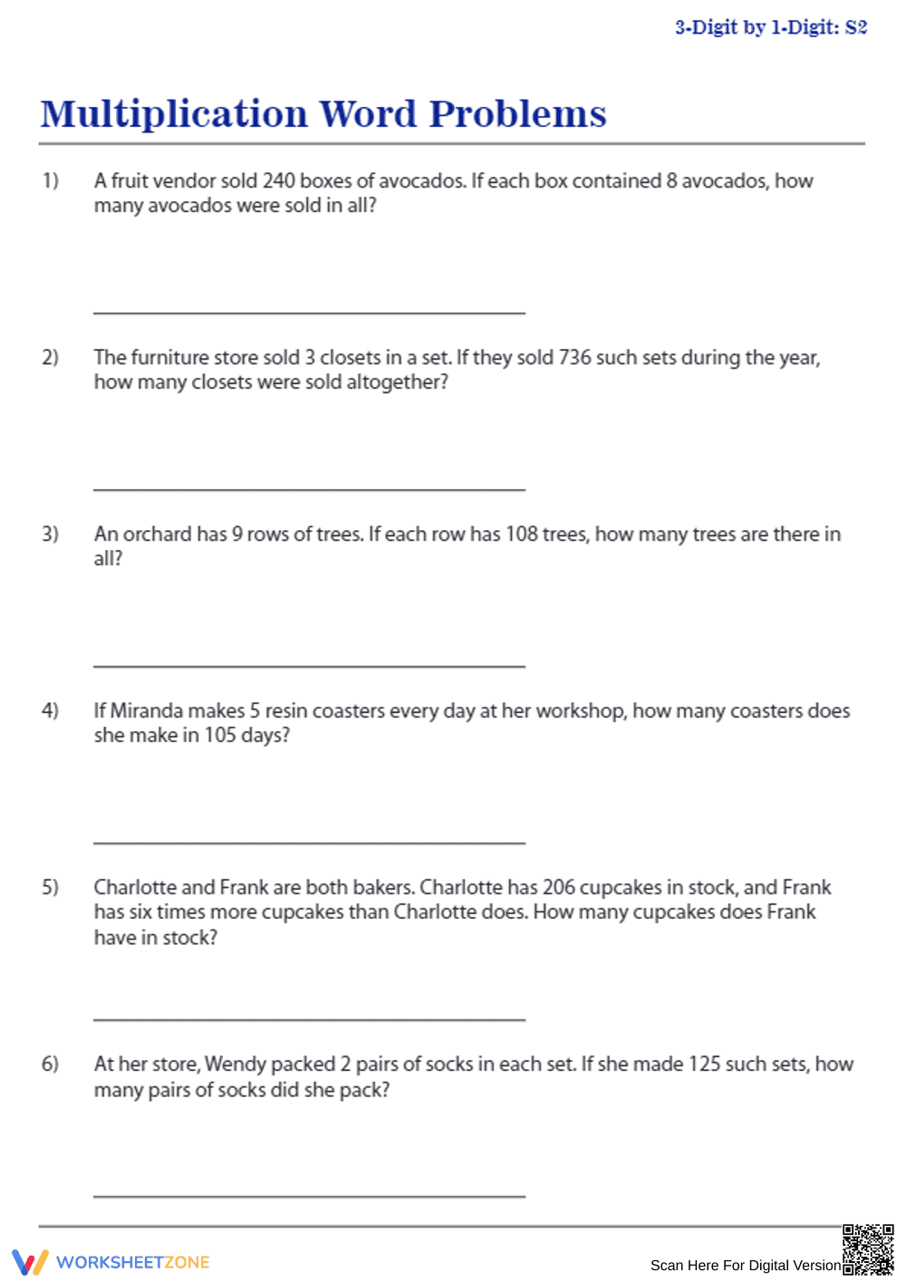 Enhance Math With Multiplication Word Problems - Page 1