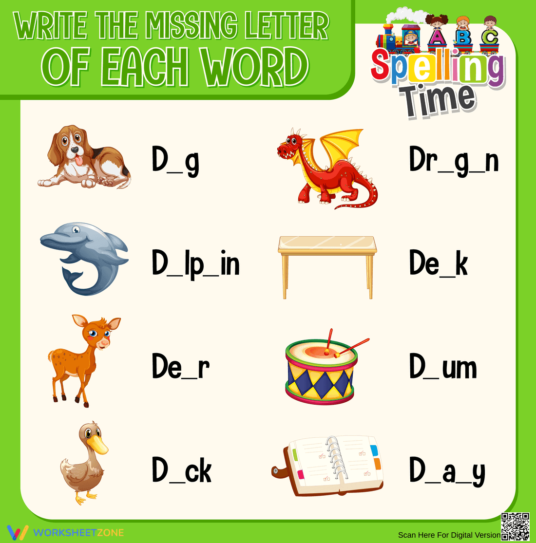 Essential Letter D Spelling Worksheet | Preschool ELA - Page 1
