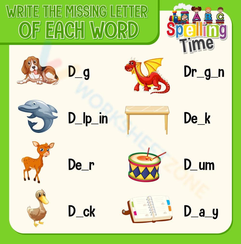 Essential Letter D Spelling Worksheet | Preschool ELA - Page 1