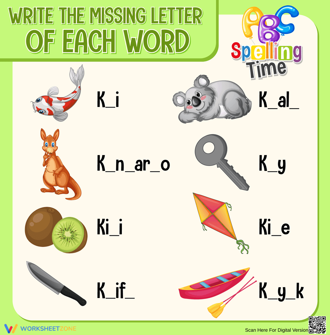Letter K Spelling Worksheet | Essential Preschool ELA - Page 1
