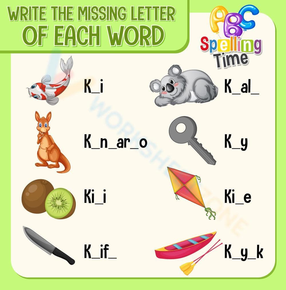 Letter K Spelling Worksheet | Essential Preschool ELA - Page 1
