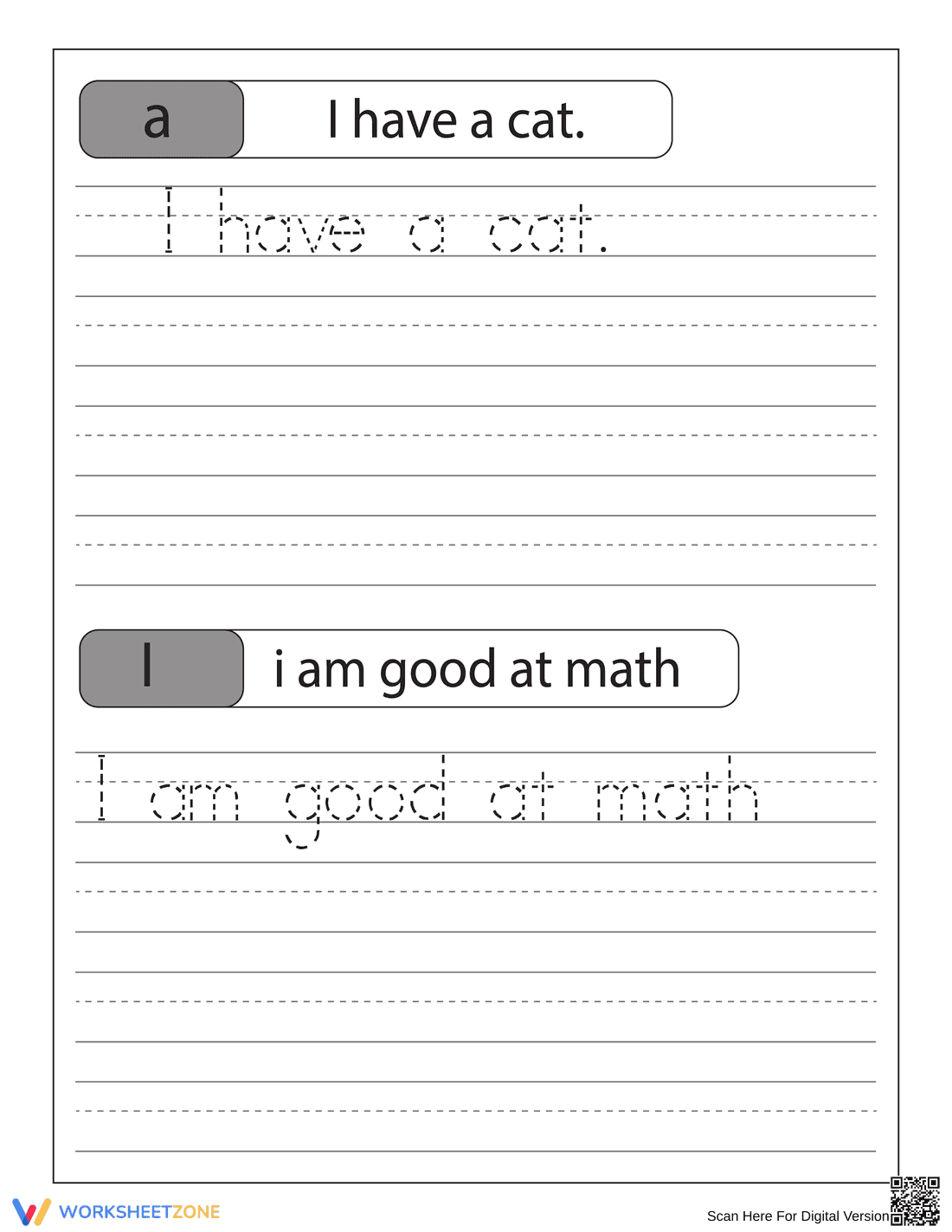 Tracing Sentences for Handwriting Practice - Page 1