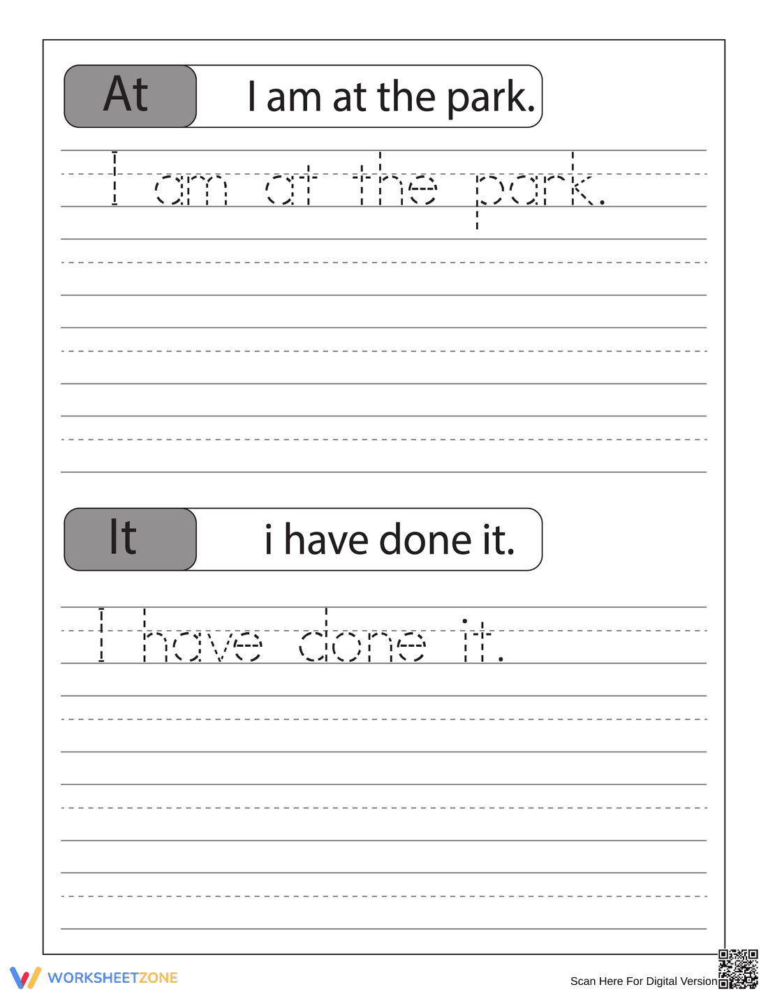 Practice Tracing Sentences Worksheet - Page 1