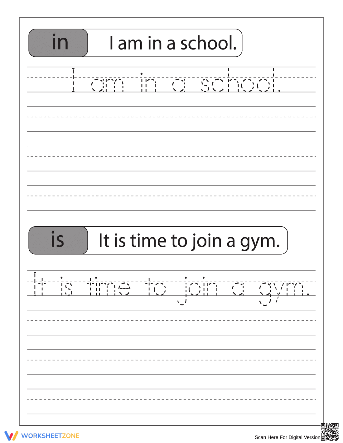 Tracing Sentences: Handwriting Practice - Page 1