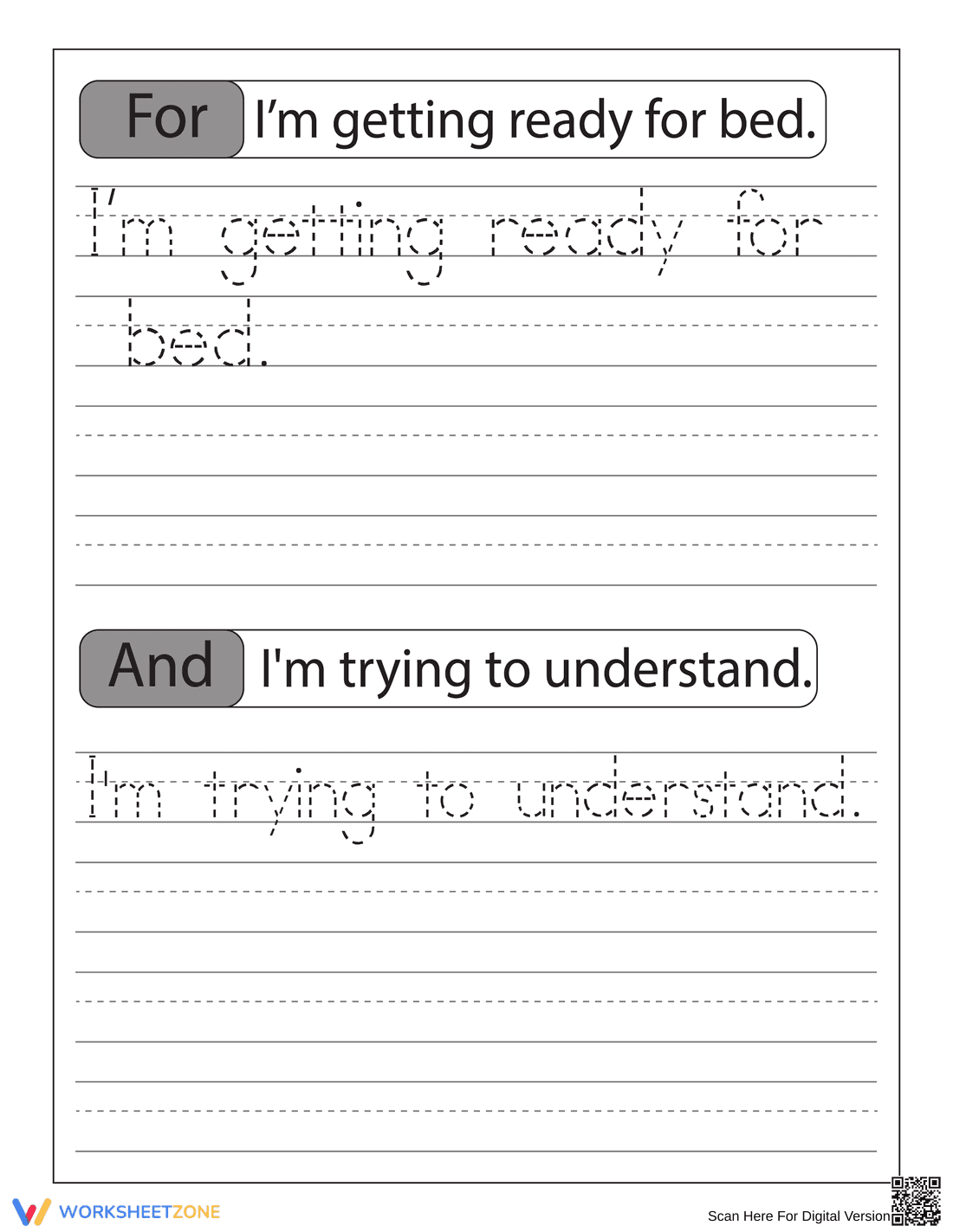 Develop Skills with Tracing Sentences - Page 1