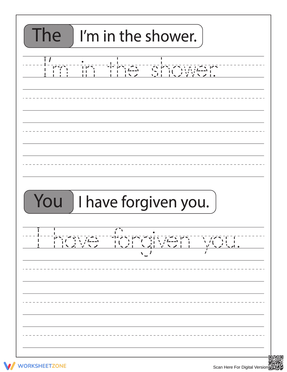 Enhance Writing with Tracing Sentences - Page 1