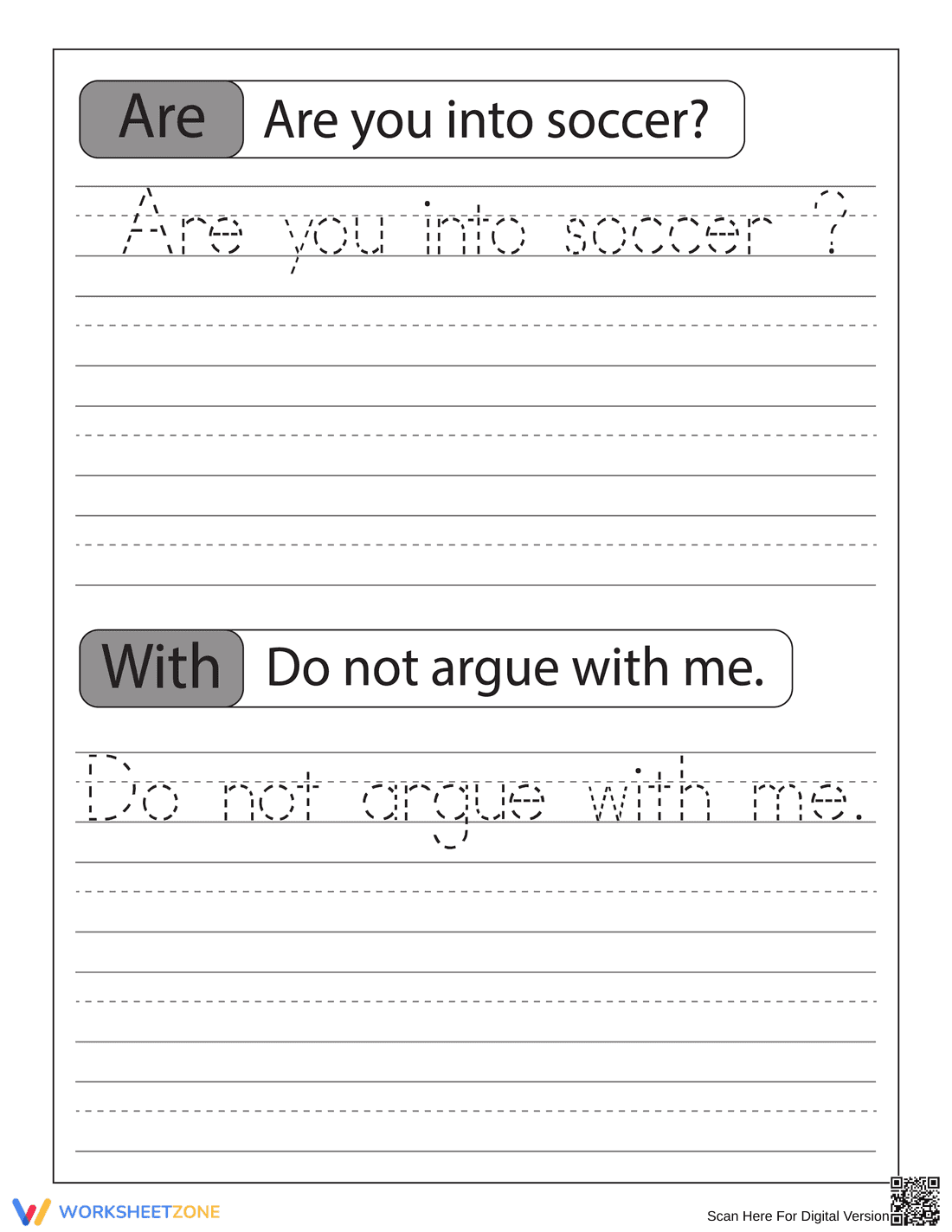 Practice with Tracing Sentences - Page 1