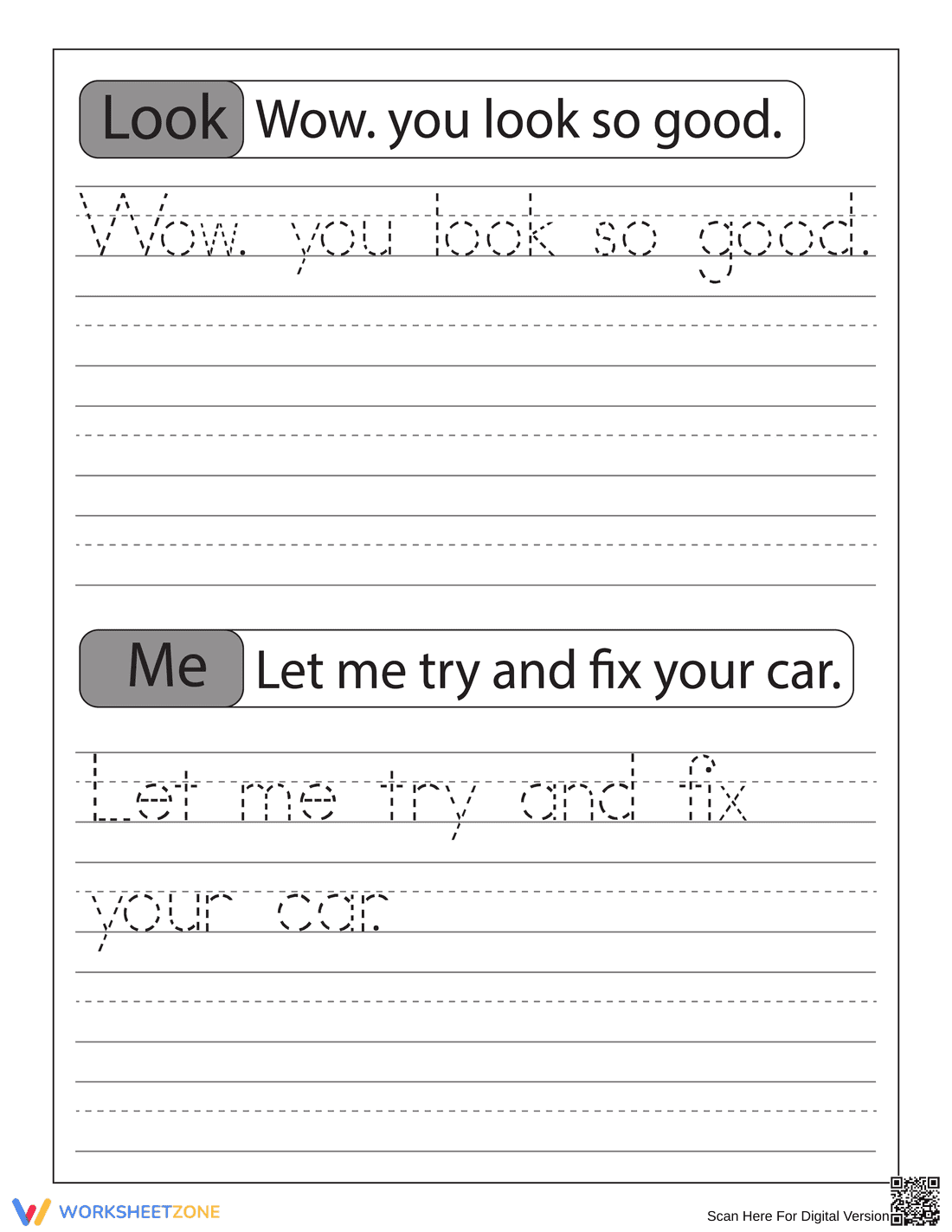 Effective Tracing Sentences Practice - Page 1