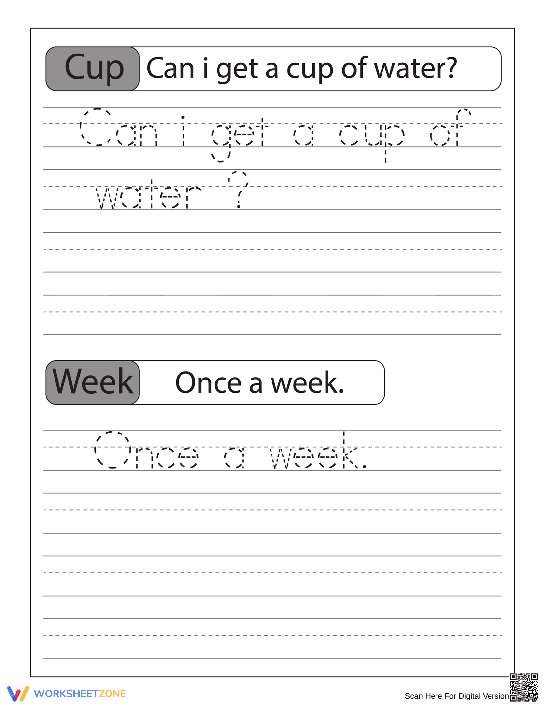 Improve Handwriting with Sentence Tracing Exercises - Page 1