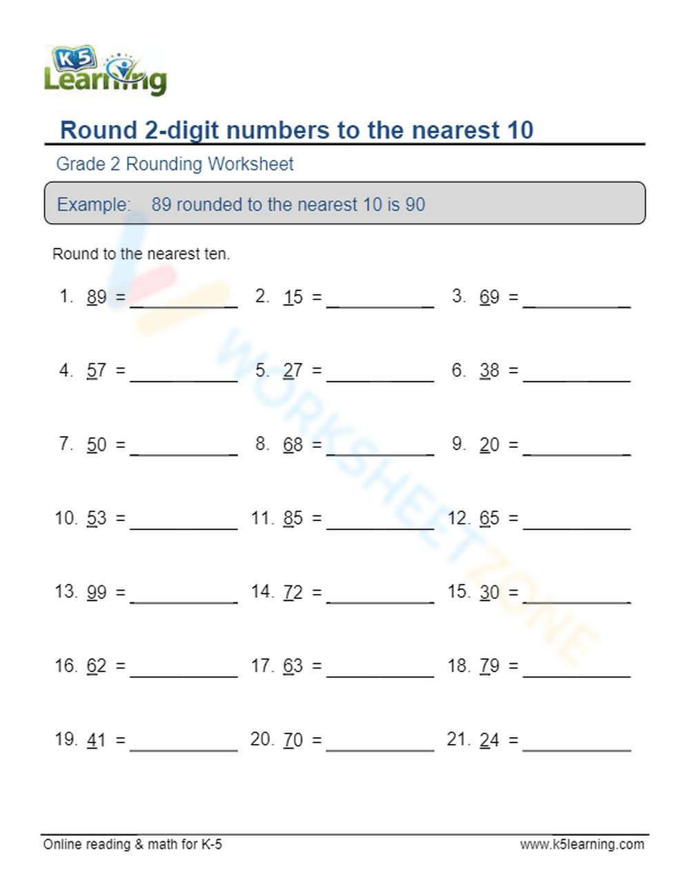 Master Rounding 2-Digit Numbers to the Nearest 10 - Page 1