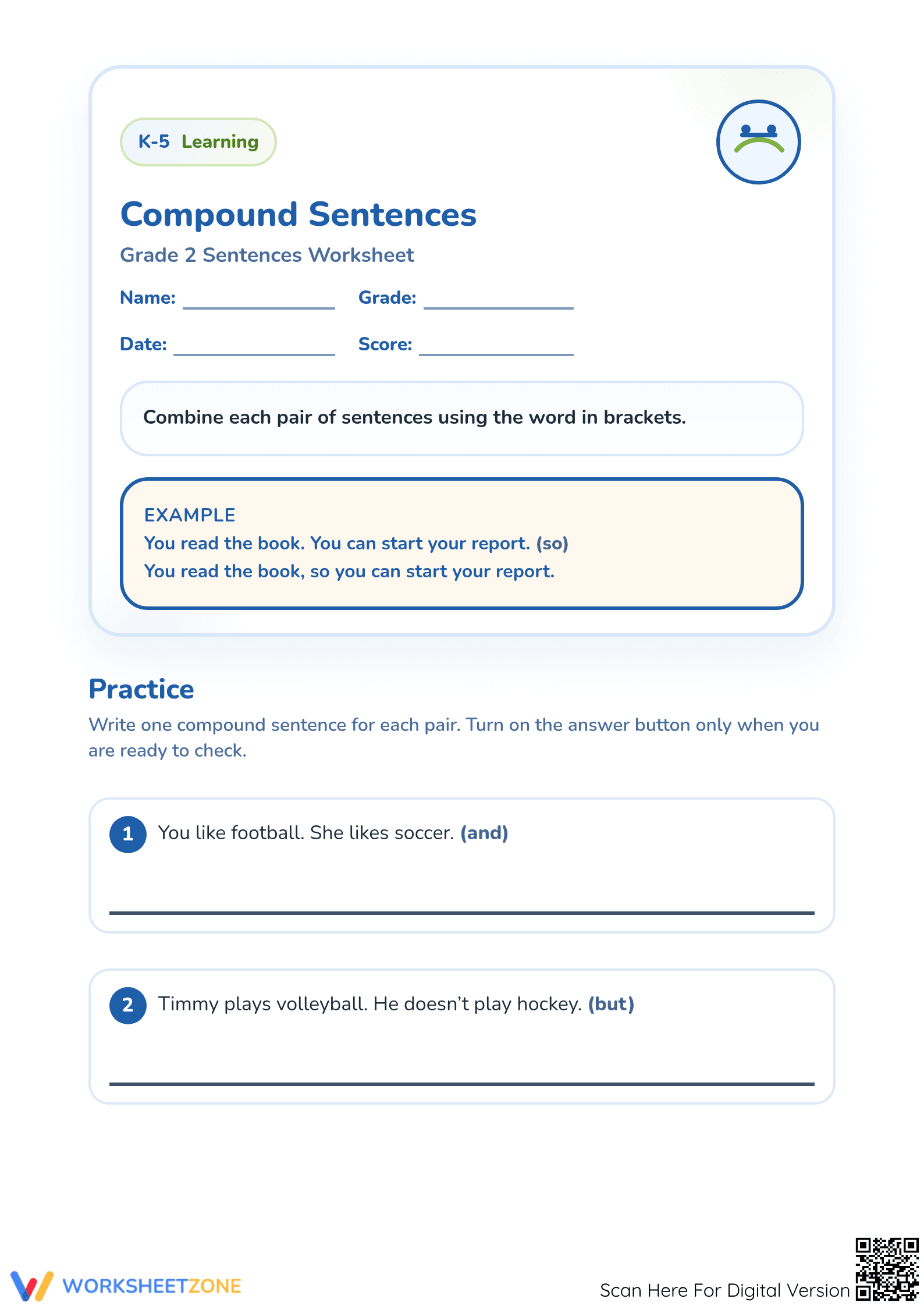 Essential Compound Sentences Practice | Grade 2 ELA - Page 1