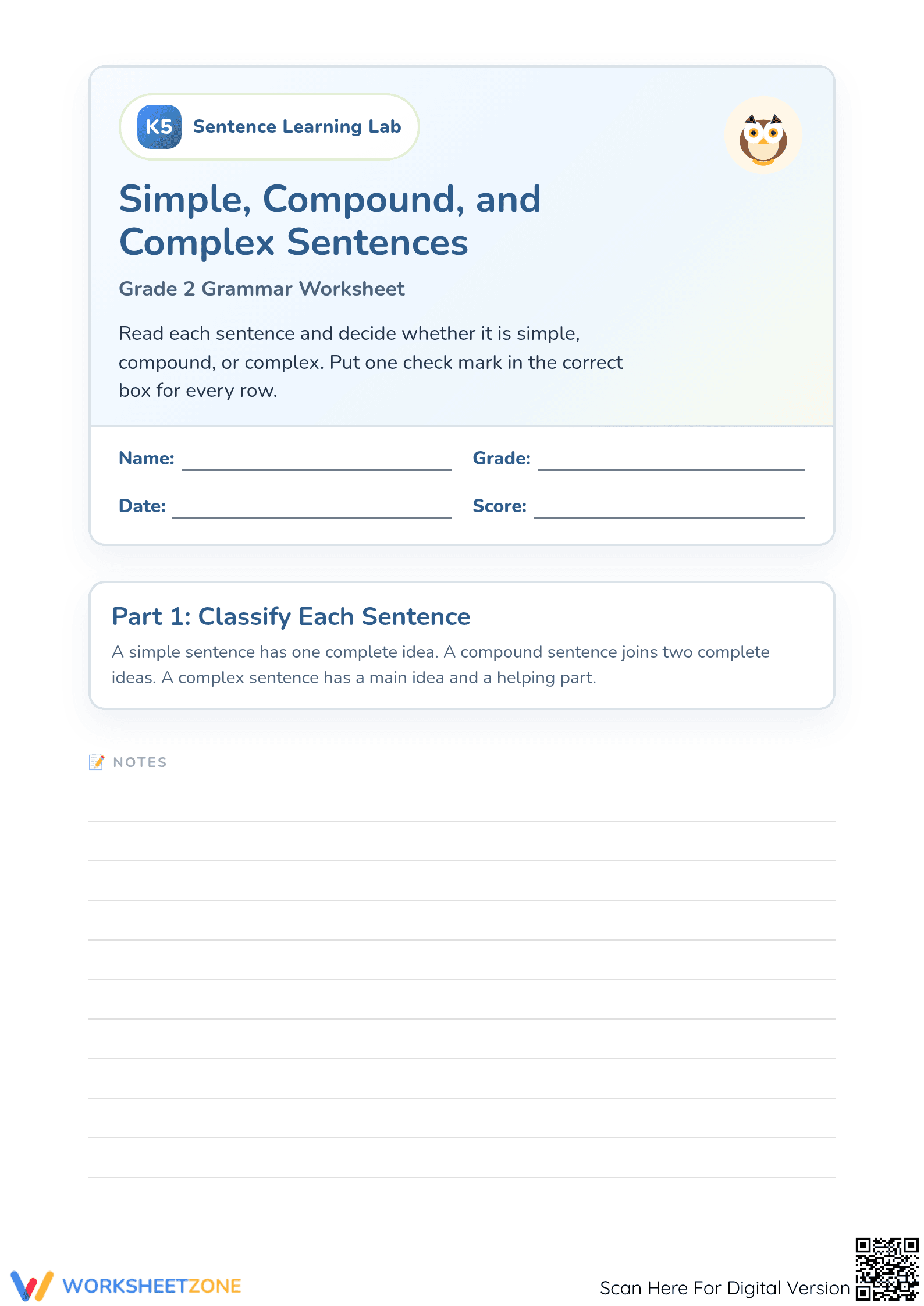 Grade 2 Sentence Structure — Printable No-Prep Worksheet - Page 1