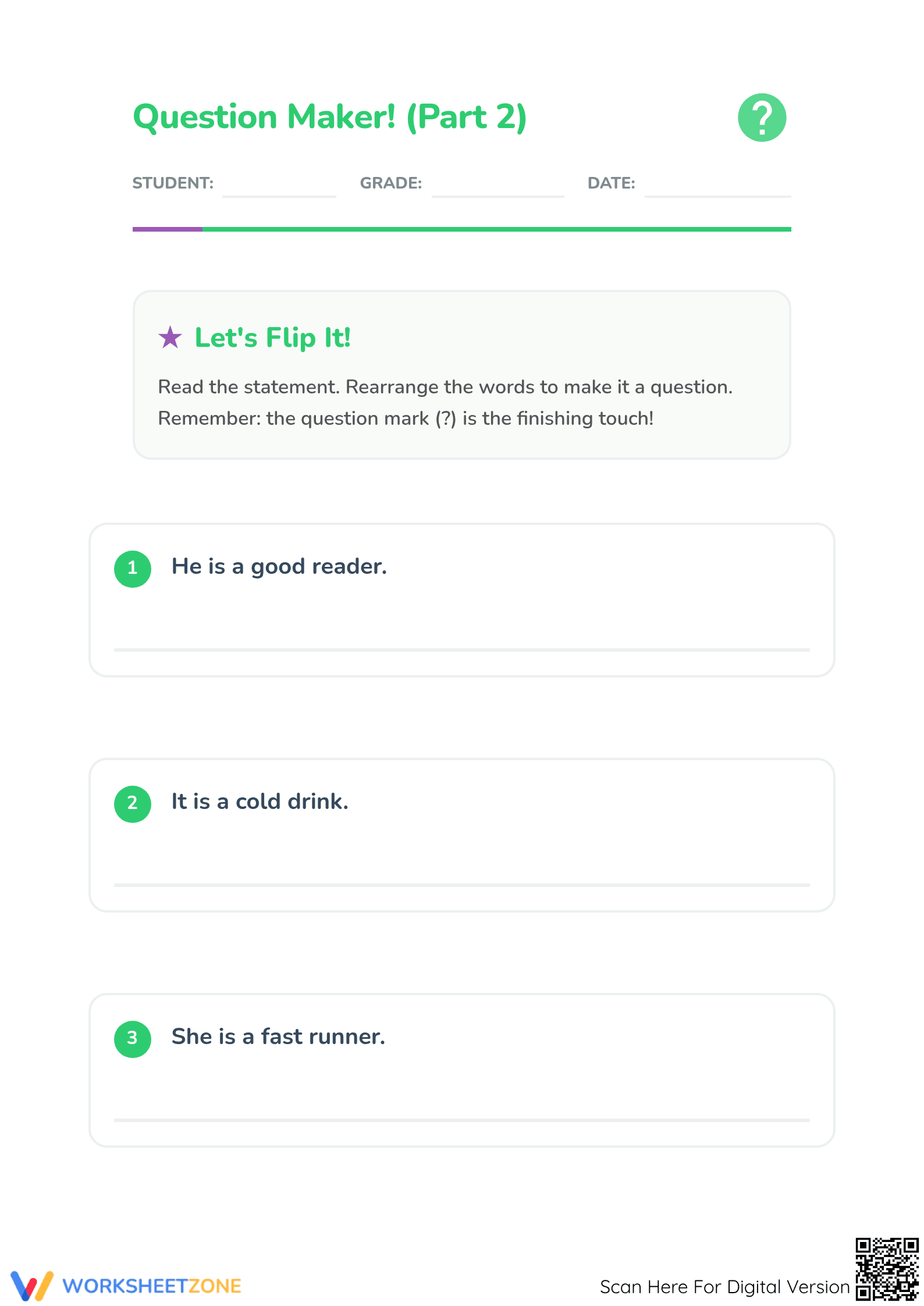 Essential Sentence Types Worksheet | Grade 1 ELA - Page 1
