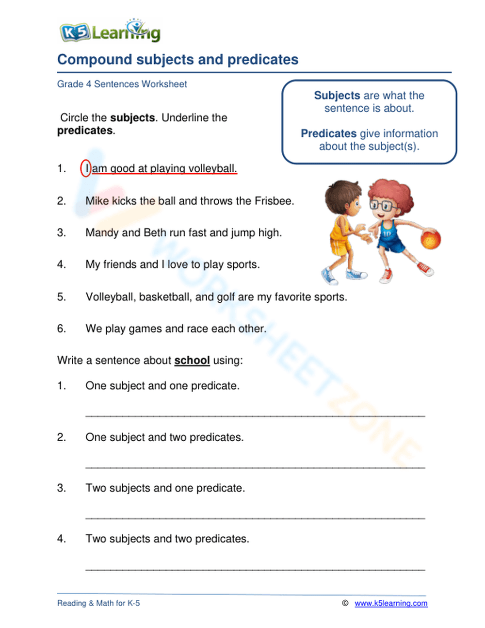 Compound subjects and predicates 2 - Page 1