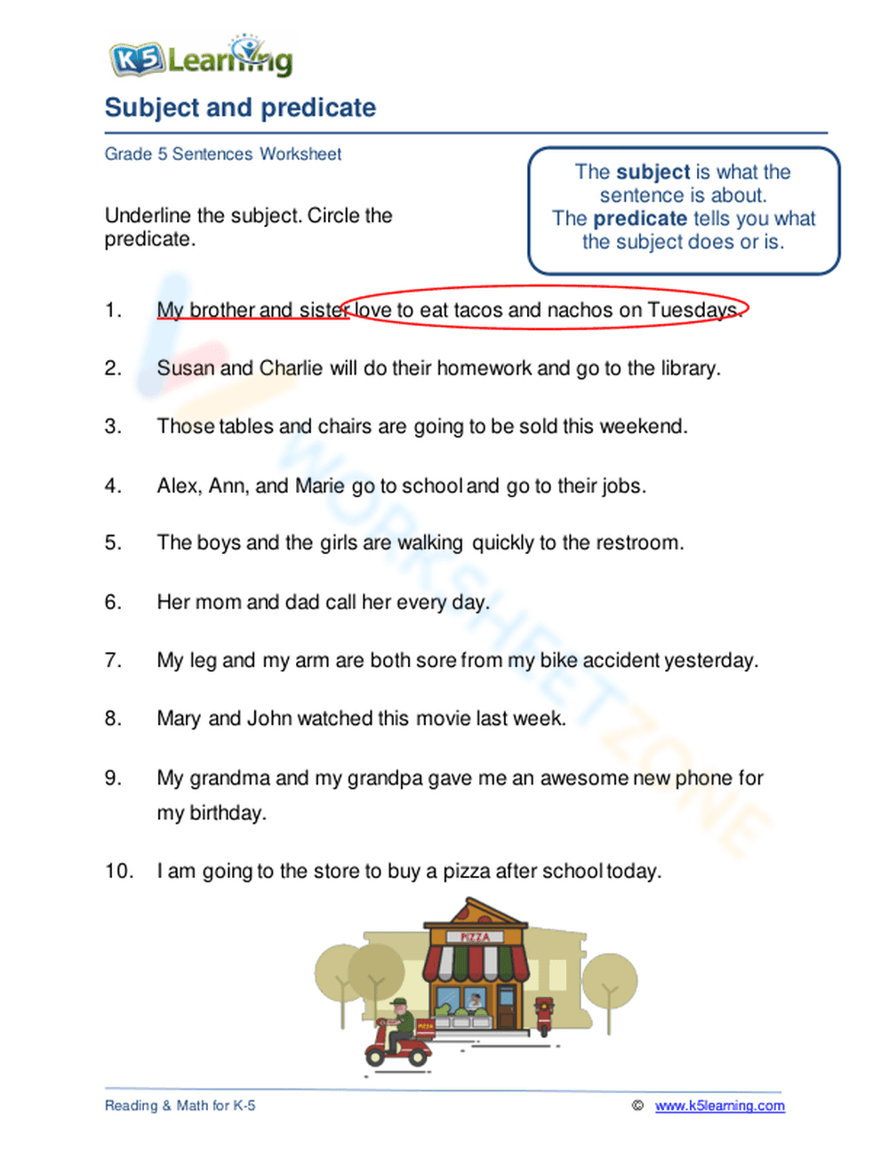 Subject and predicate 1 - Page 1