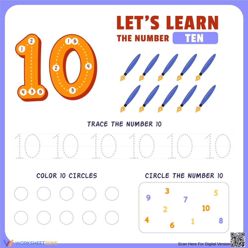 Mastering Number 10: Trace, Spot & Color Challenge - Page 1
