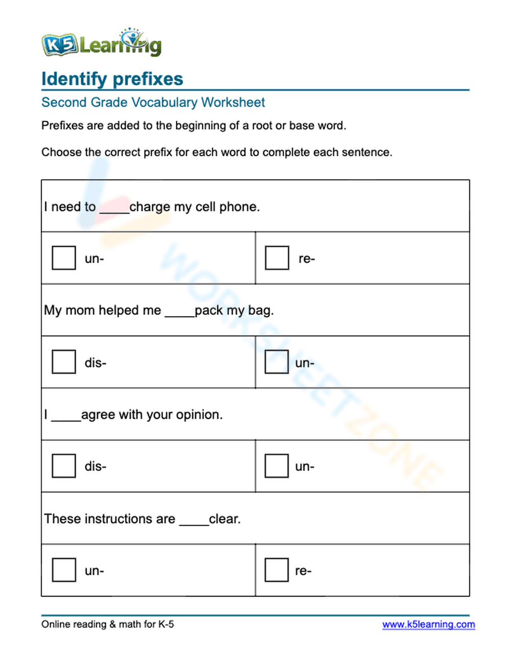 Identify prefixes 6 - Page 1