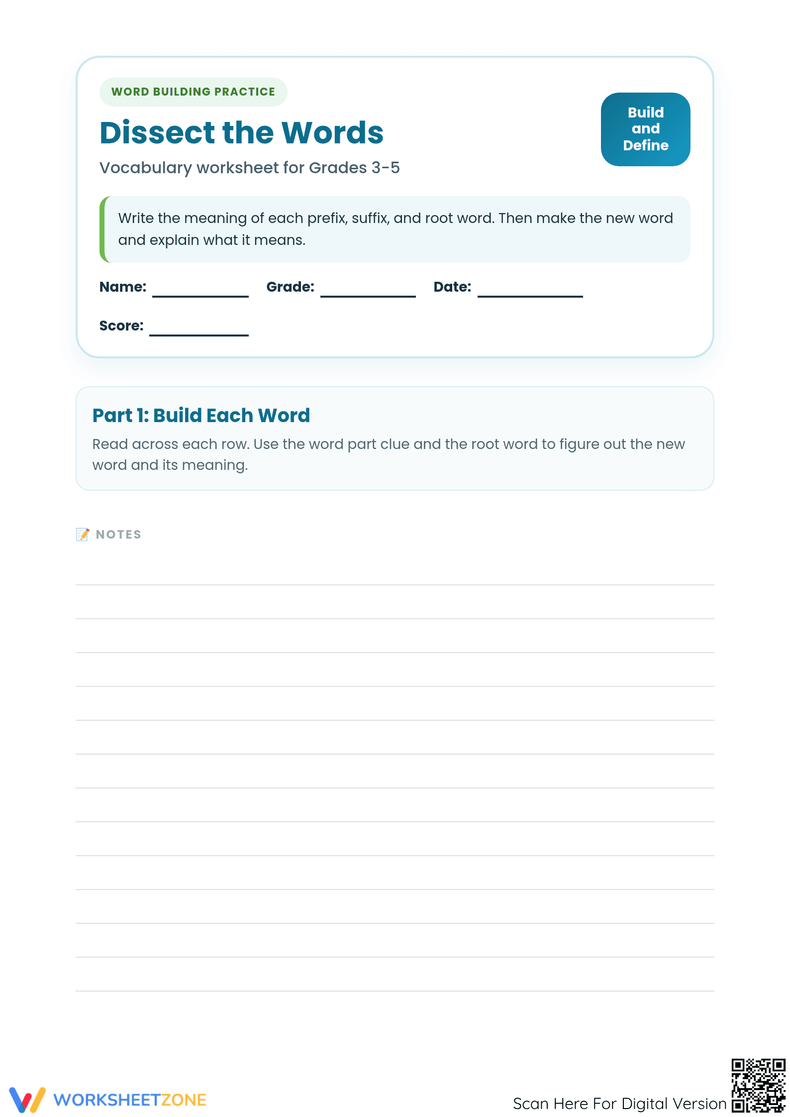 Printable Prefix and Suffix Worksheet | Grades 3-5 ELA - Page 1