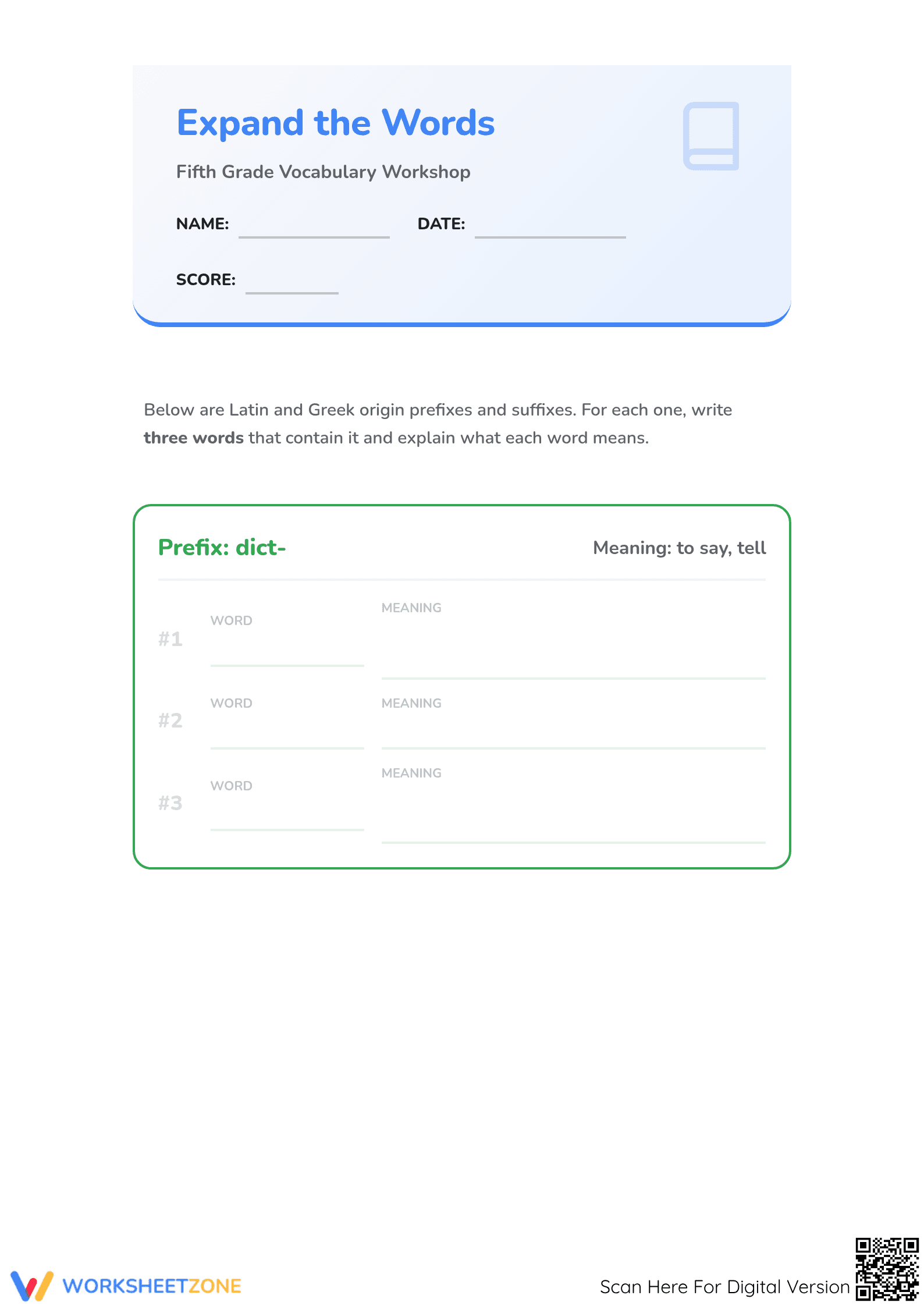 Greek and Latin Roots Worksheet | Printable Grade 5 ELA - Page 1